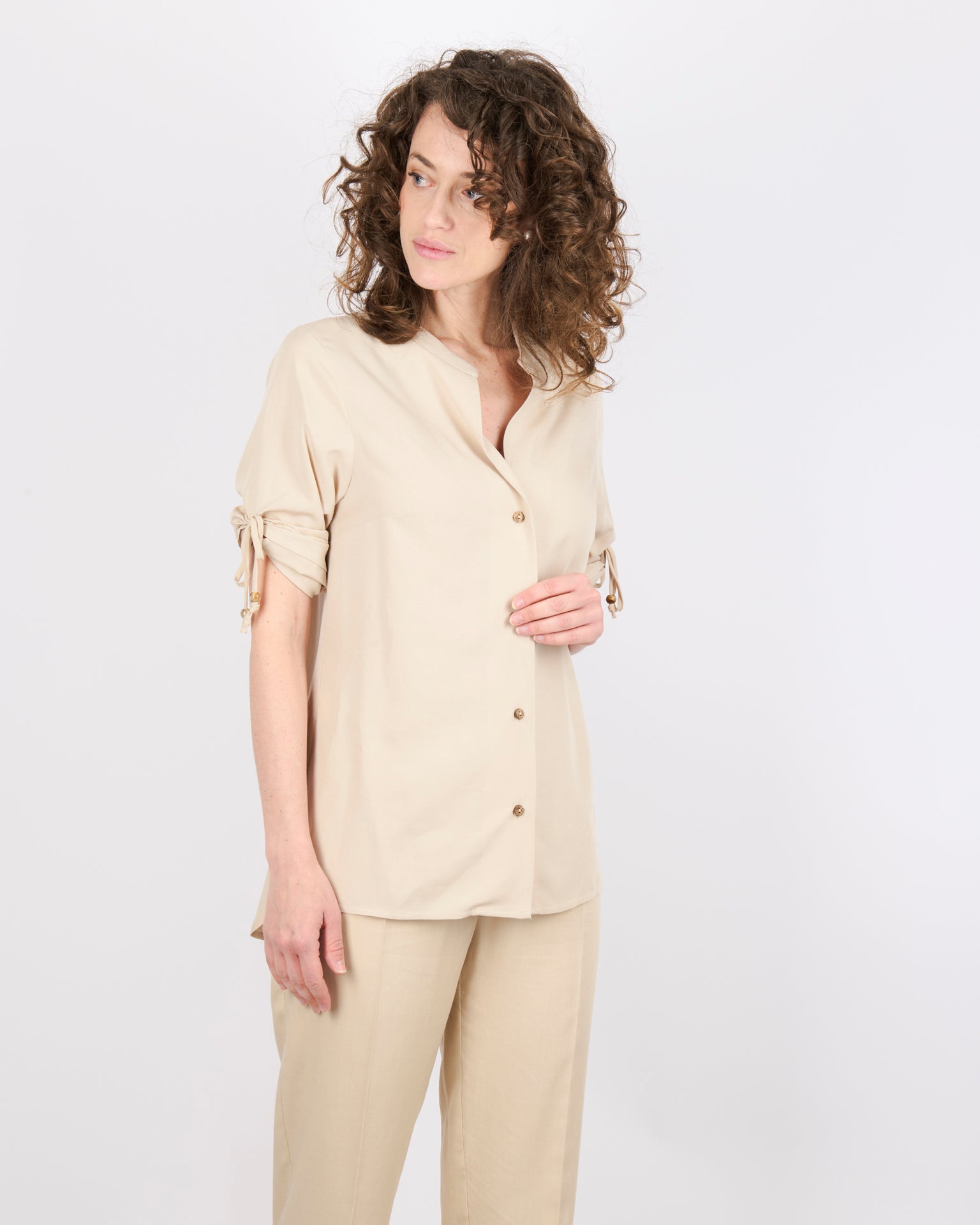 Camicia con fiocchetti lino LIVELLA