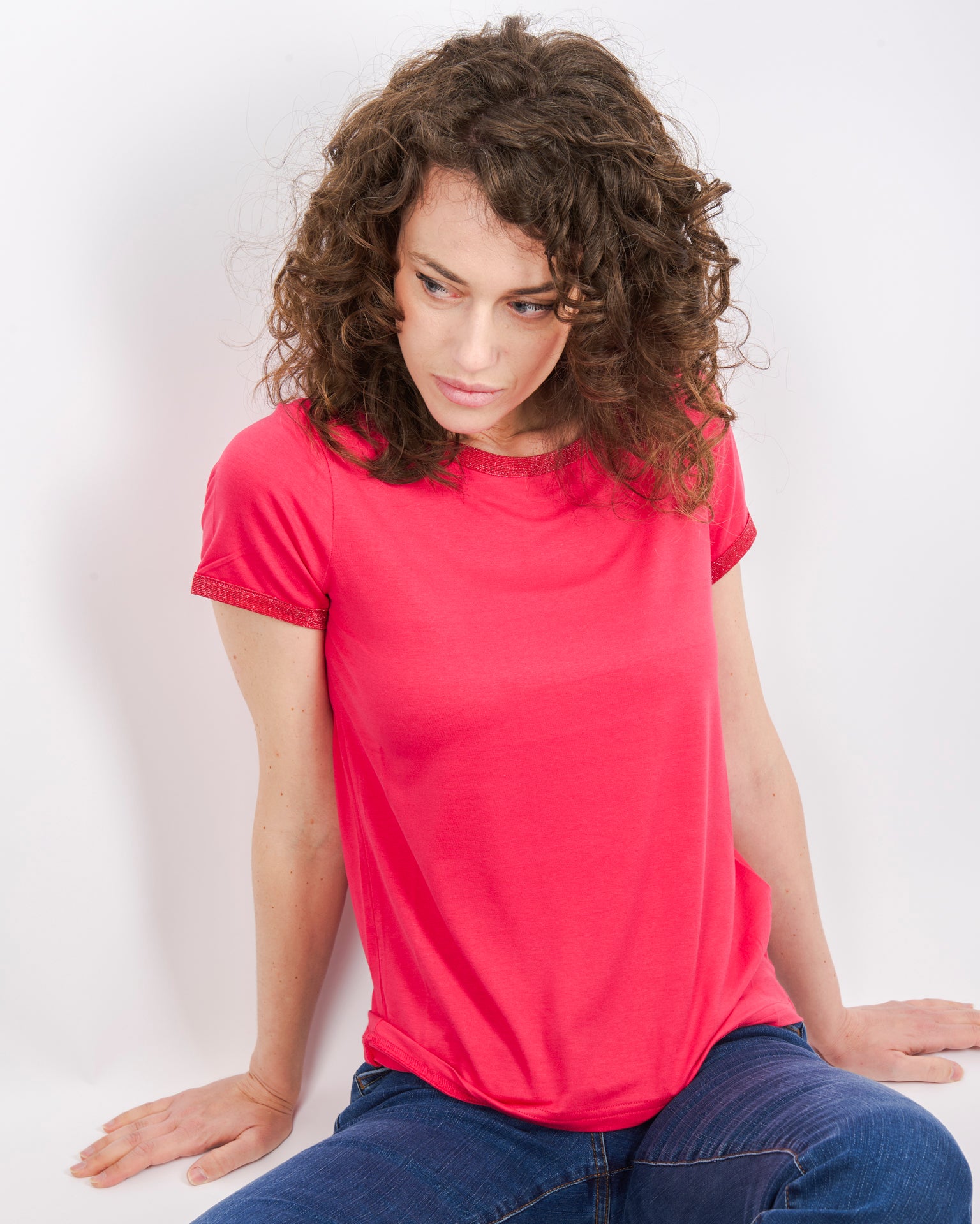 Maglia basic bordi lurex SIL171