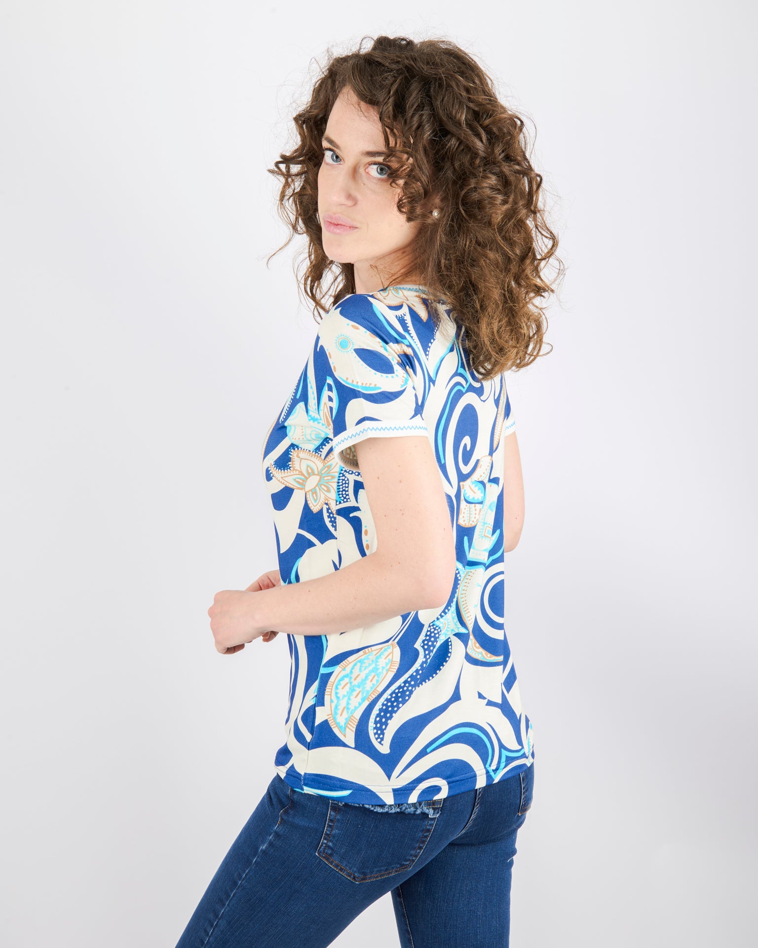 Maglia giro viscosa impuntura SIL169
