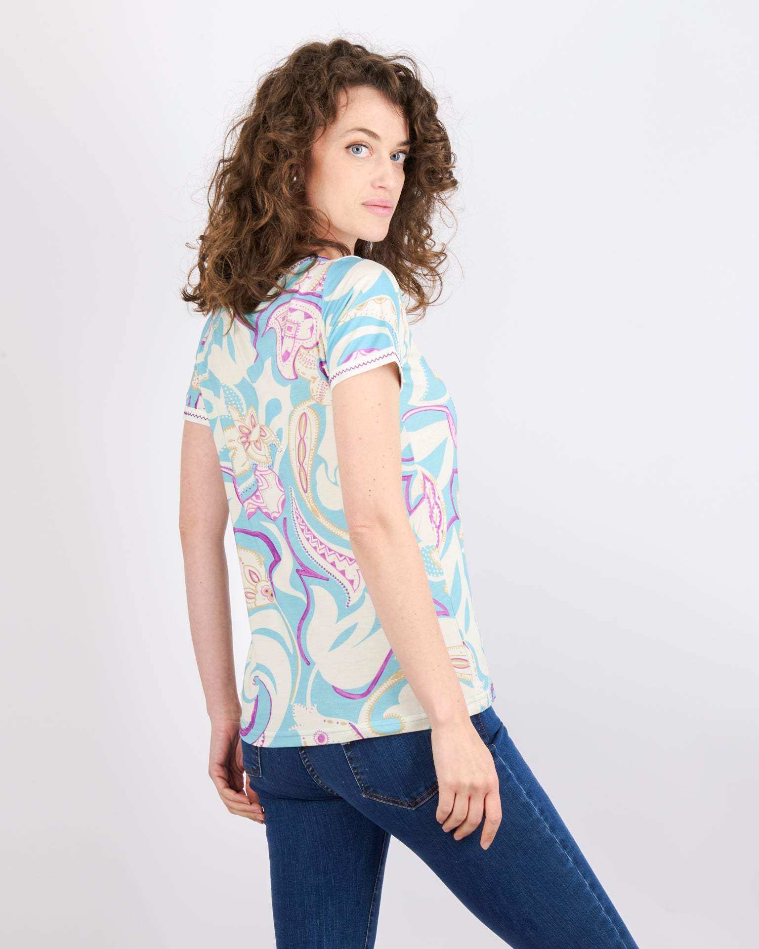 Maglia giro viscosa impuntura SIL169
