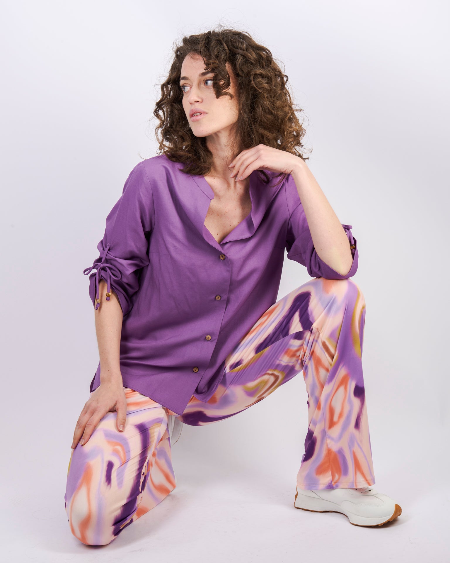 Camicia con fiocchetti lino LIVELLA