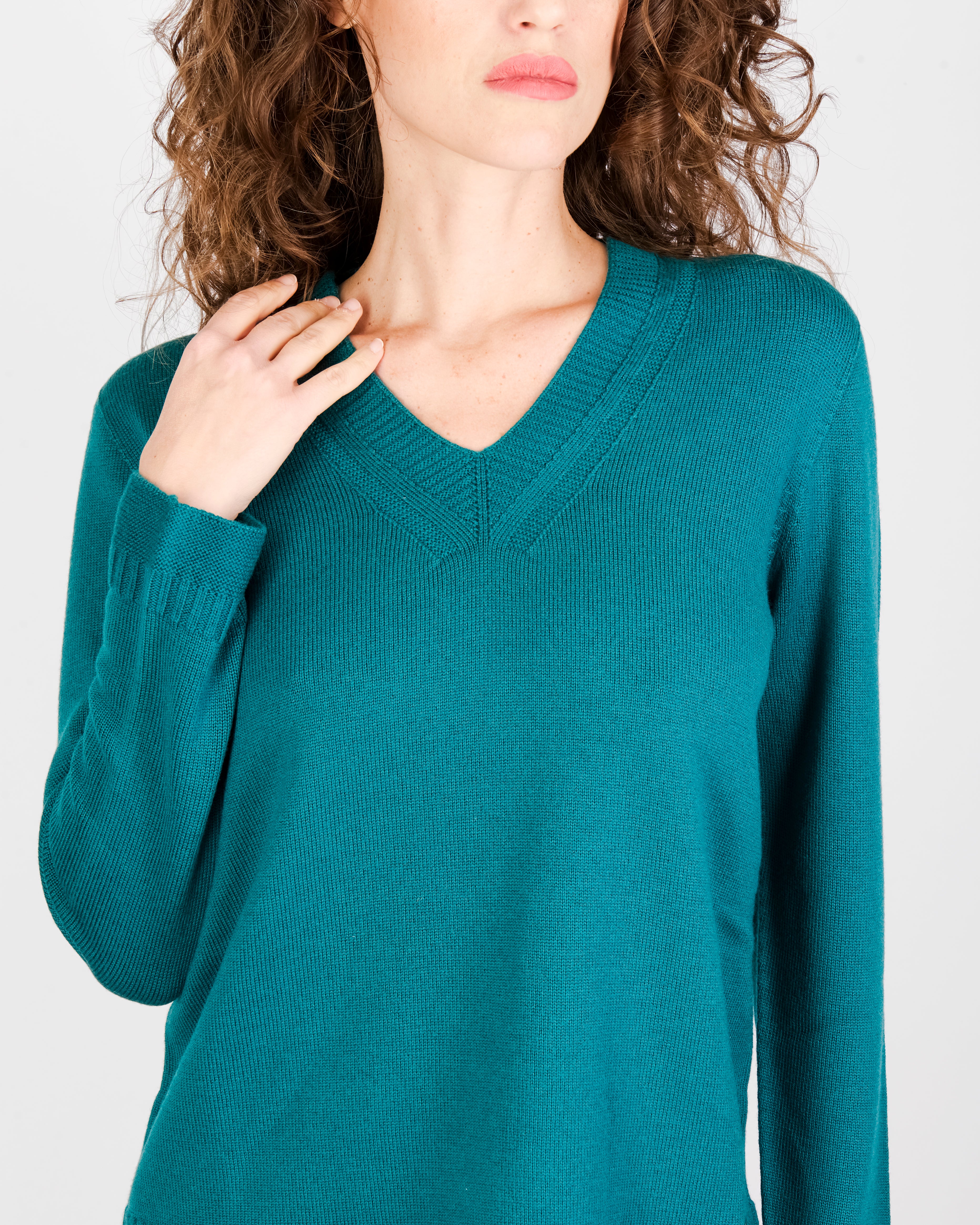 Maglia scollo a V fondo link Z9414