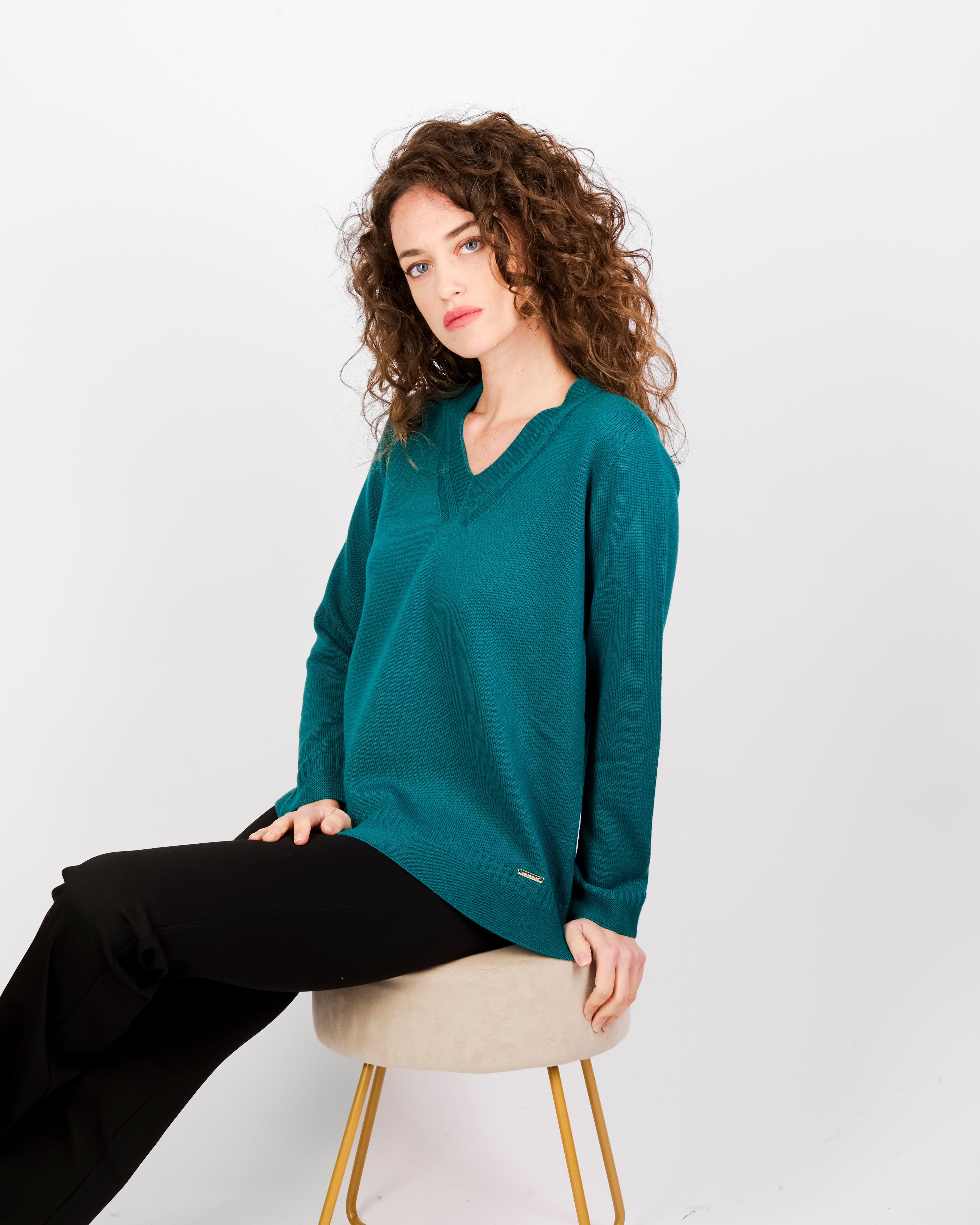 Maglia scollo a V fondo link Z9414