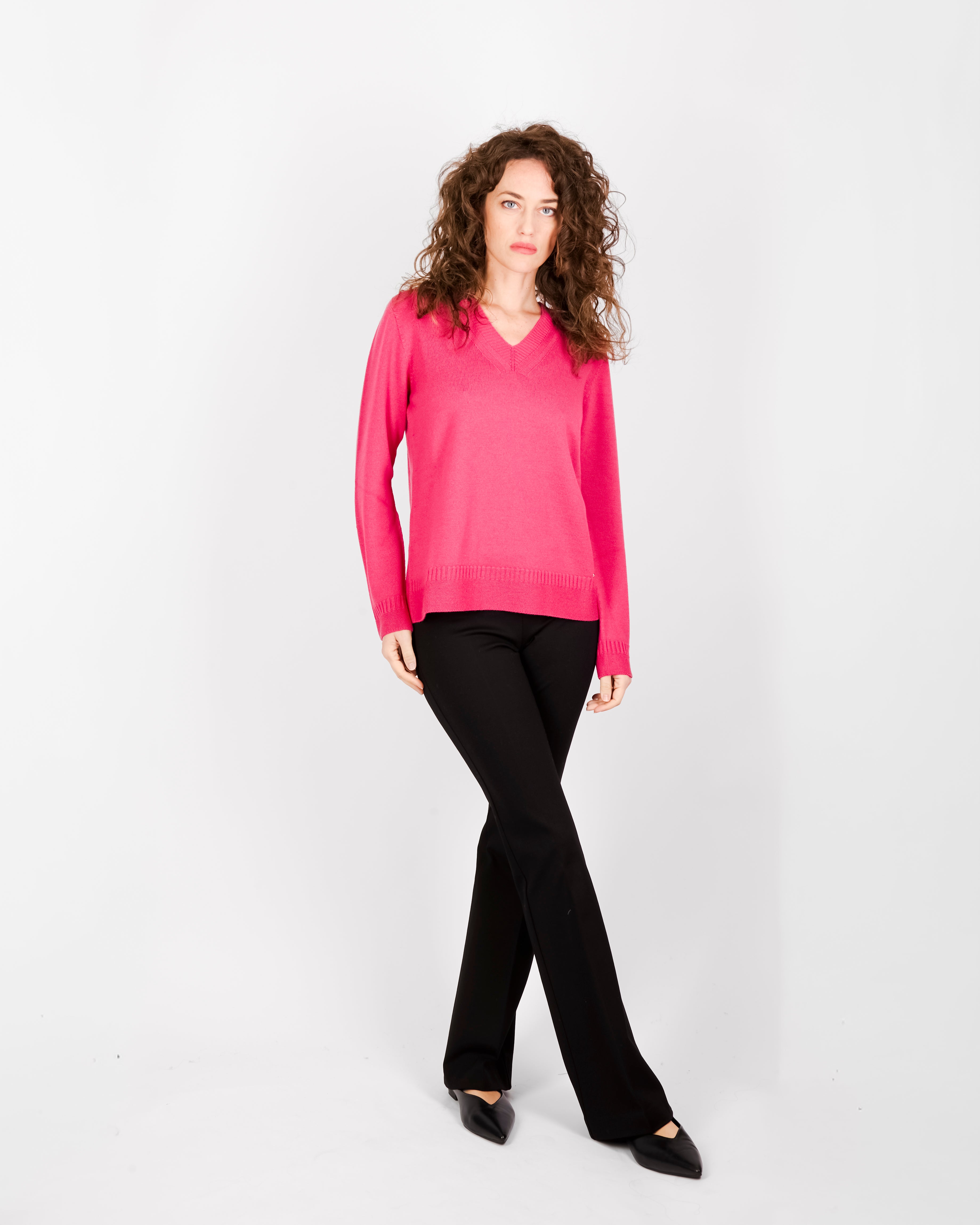 Maglia scollo a V fondo link Z9414