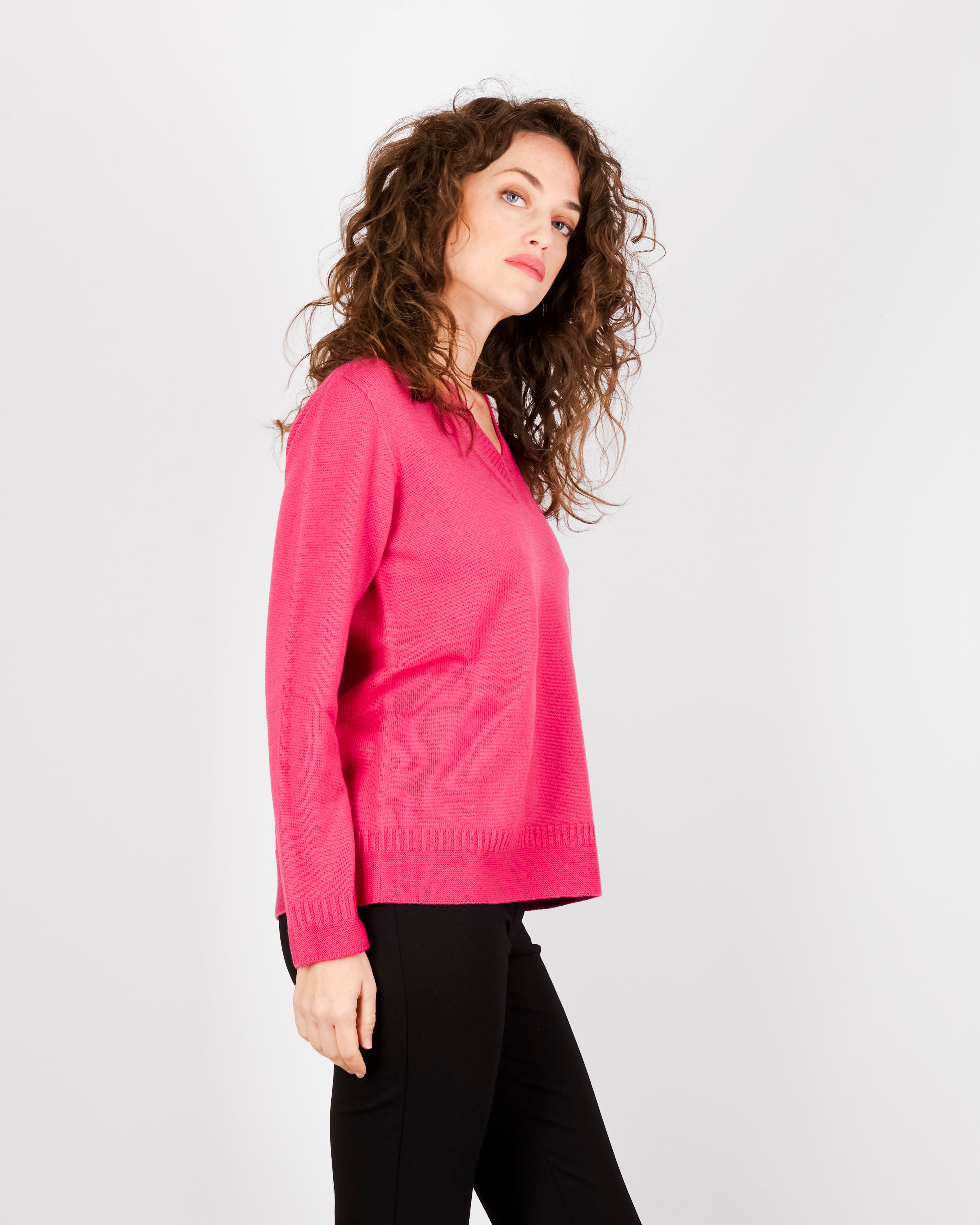 Maglia scollo a V fondo link Z9414