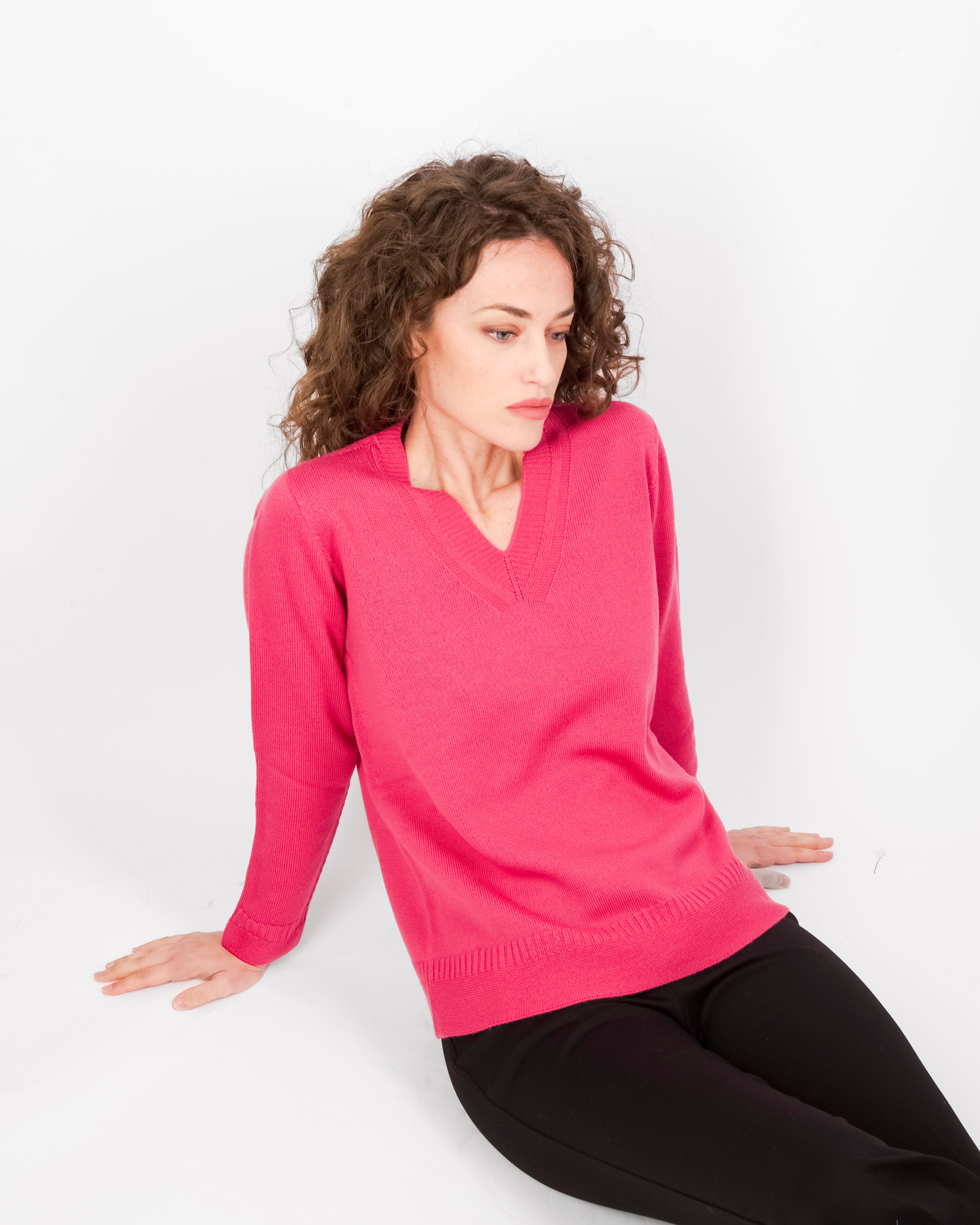 Maglia scollo a V fondo link Z9414