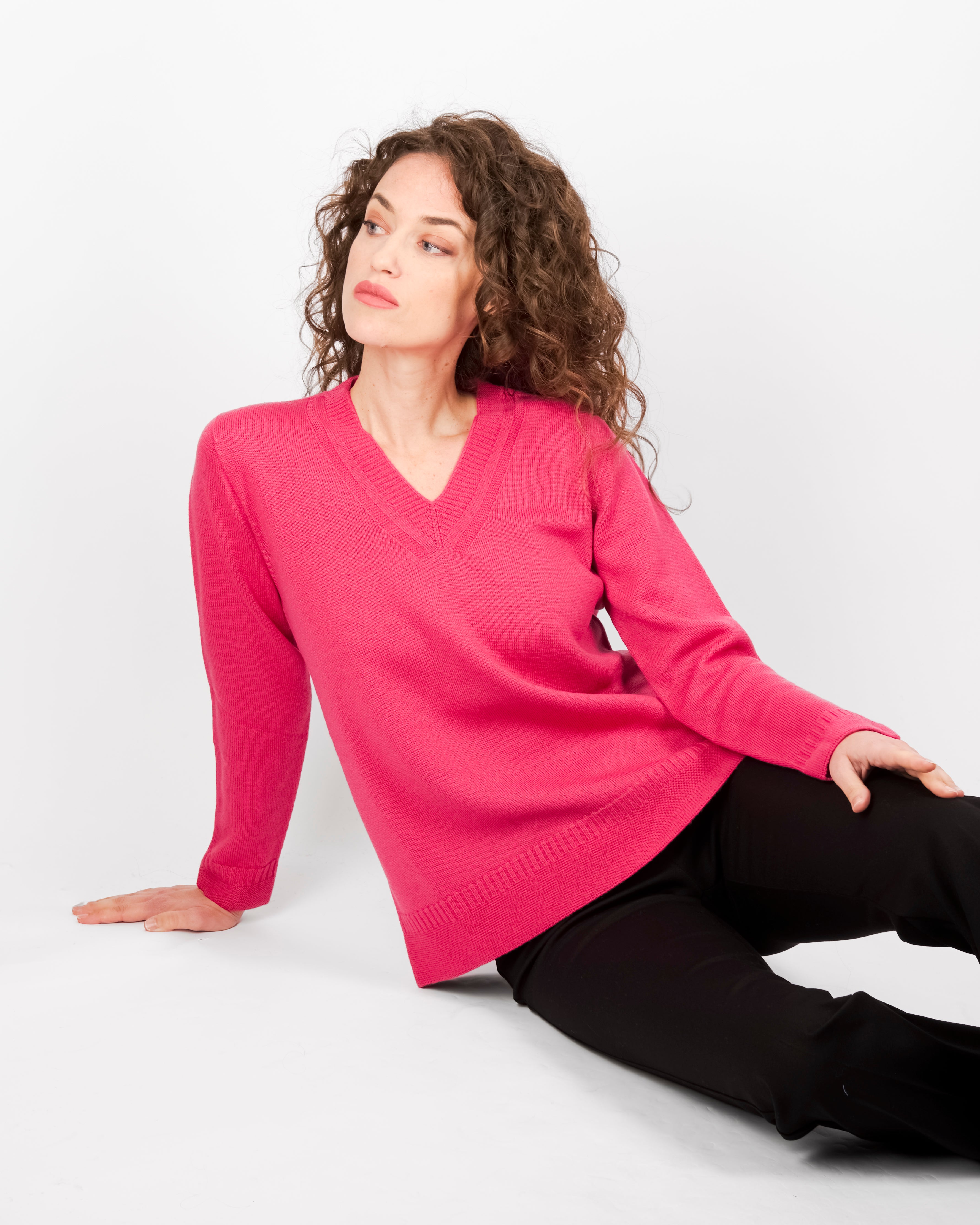 Maglia scollo a V fondo link Z9414