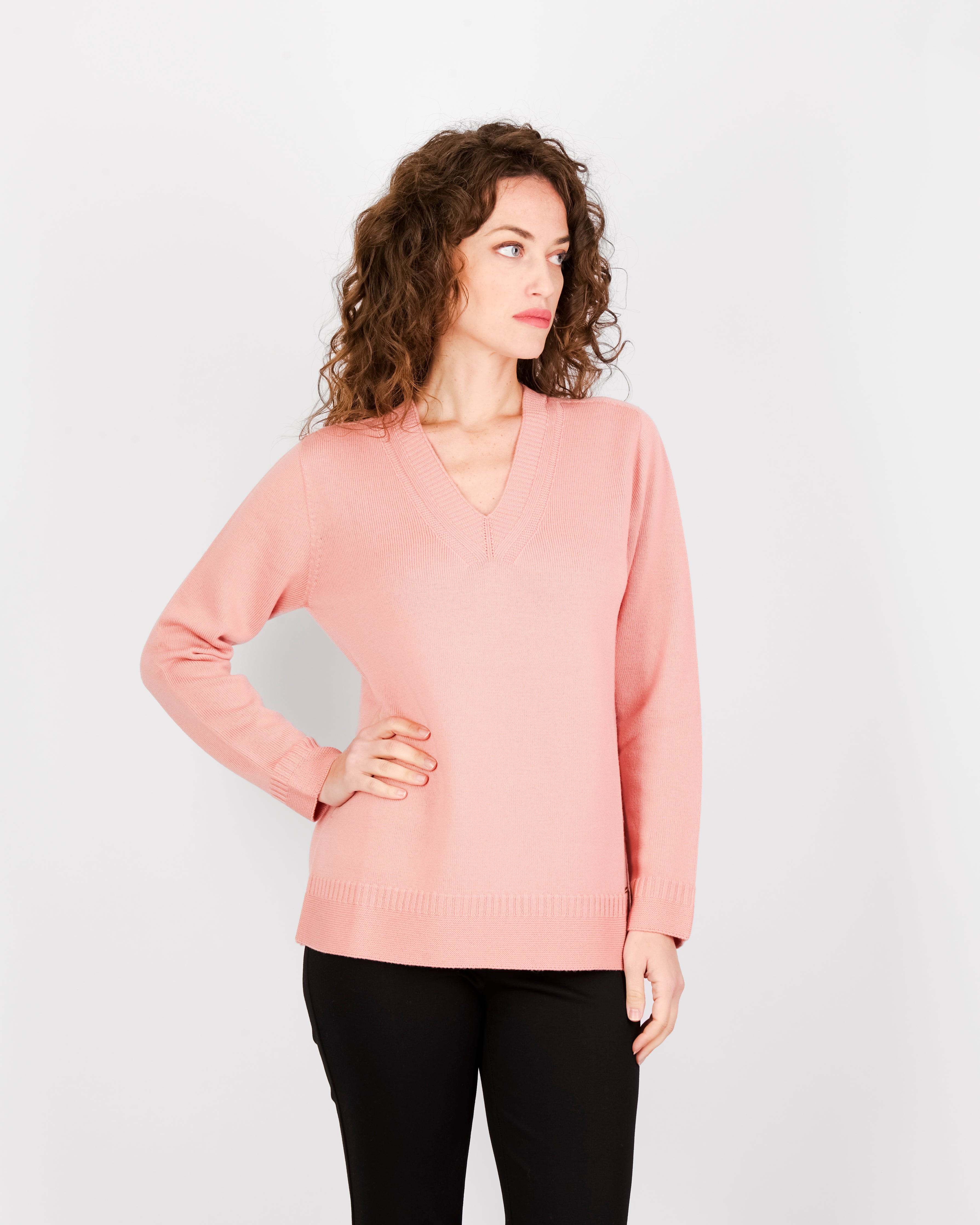 Maglia scollo a V fondo link Z9414