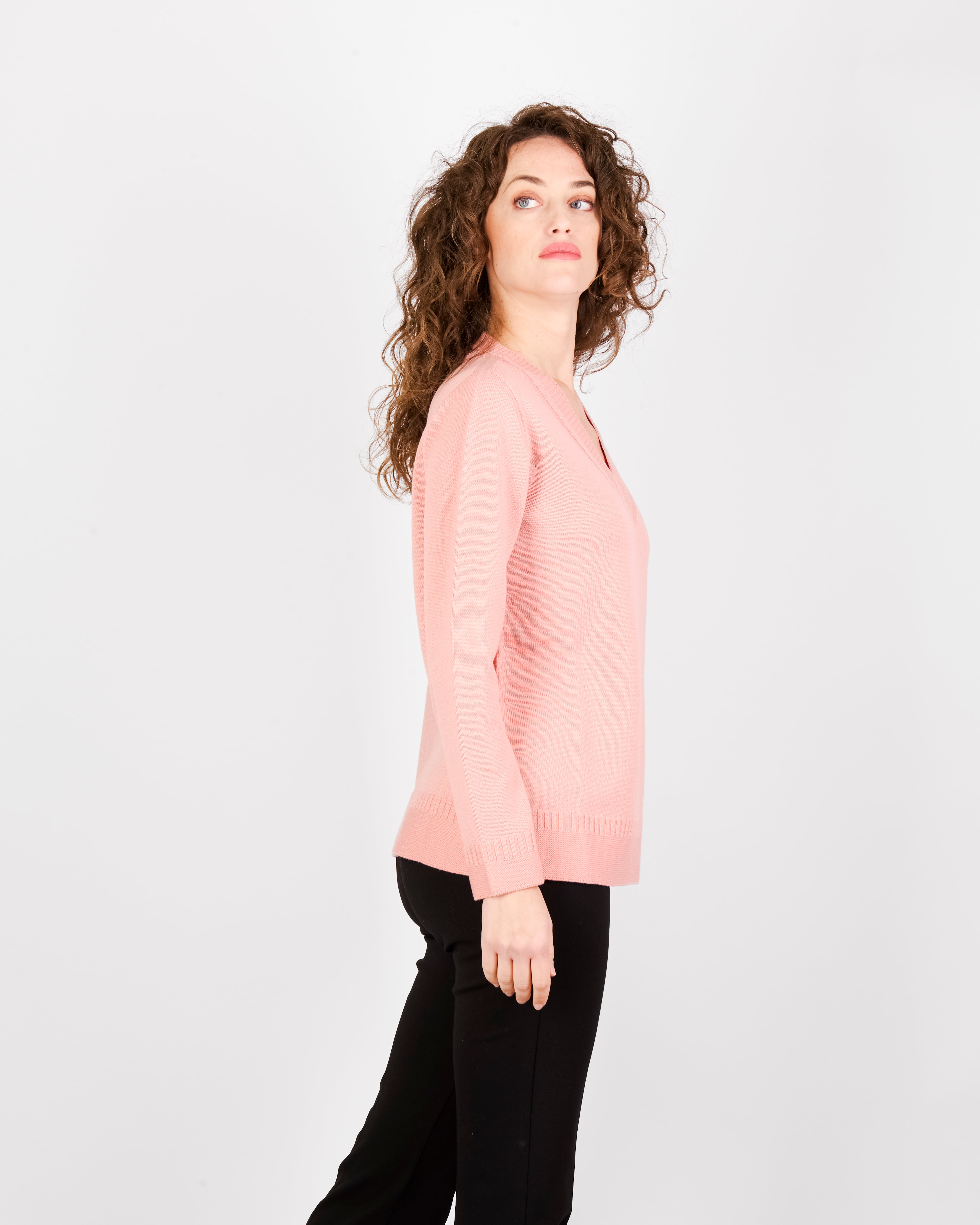 Maglia scollo a V fondo link Z9414