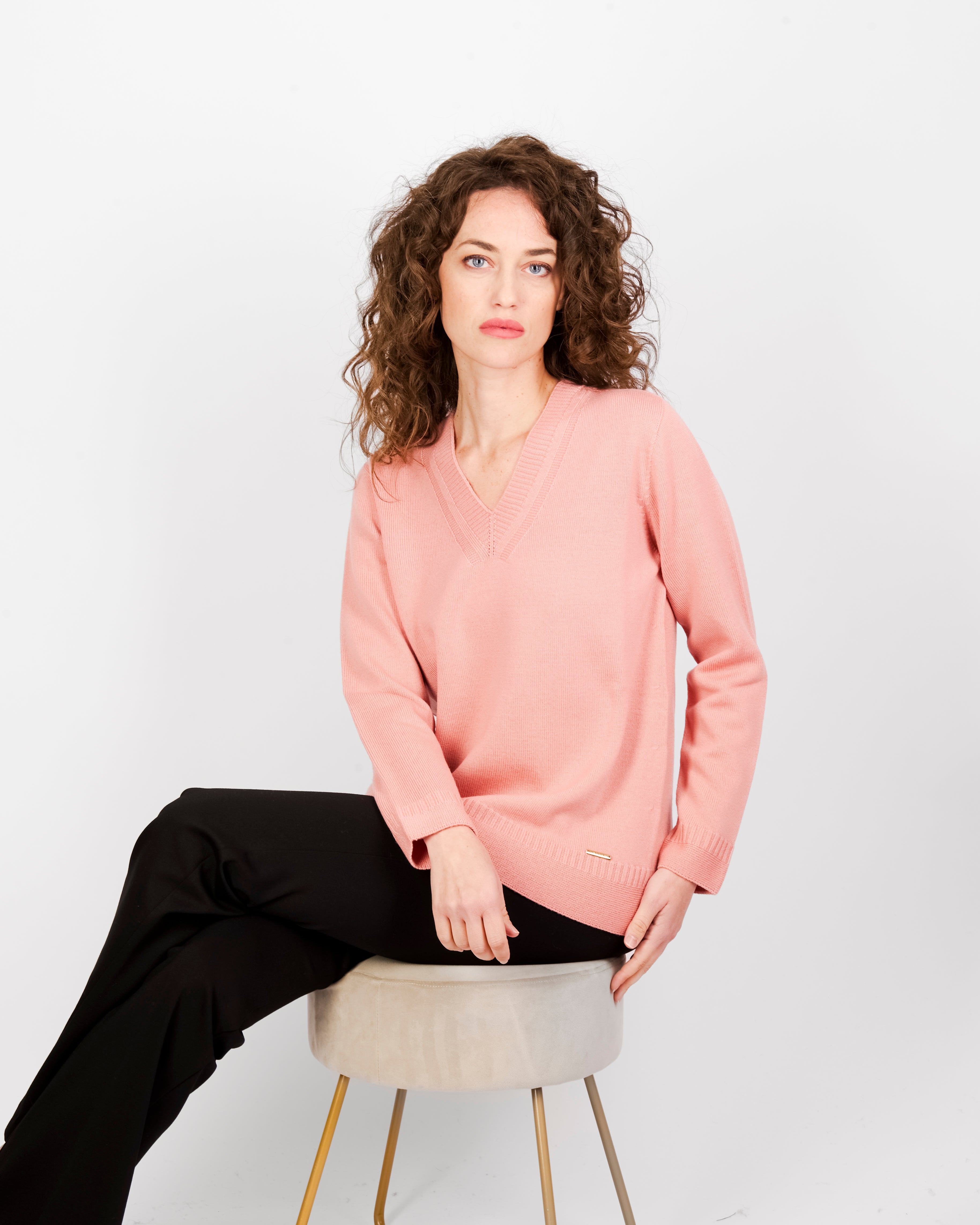 Maglia scollo a V fondo link Z9414