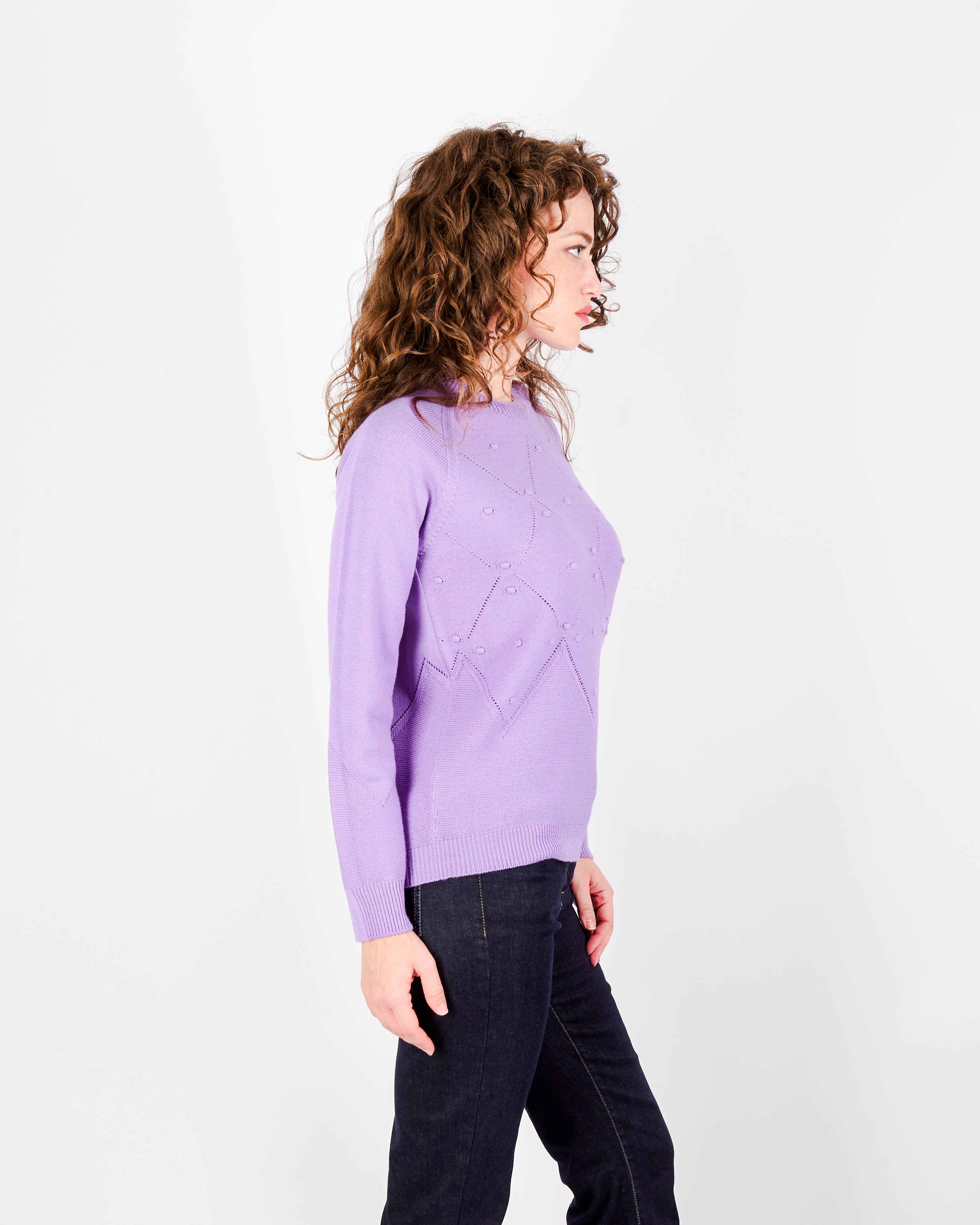 Girocollo motivi bugnetti pura lana Z9555