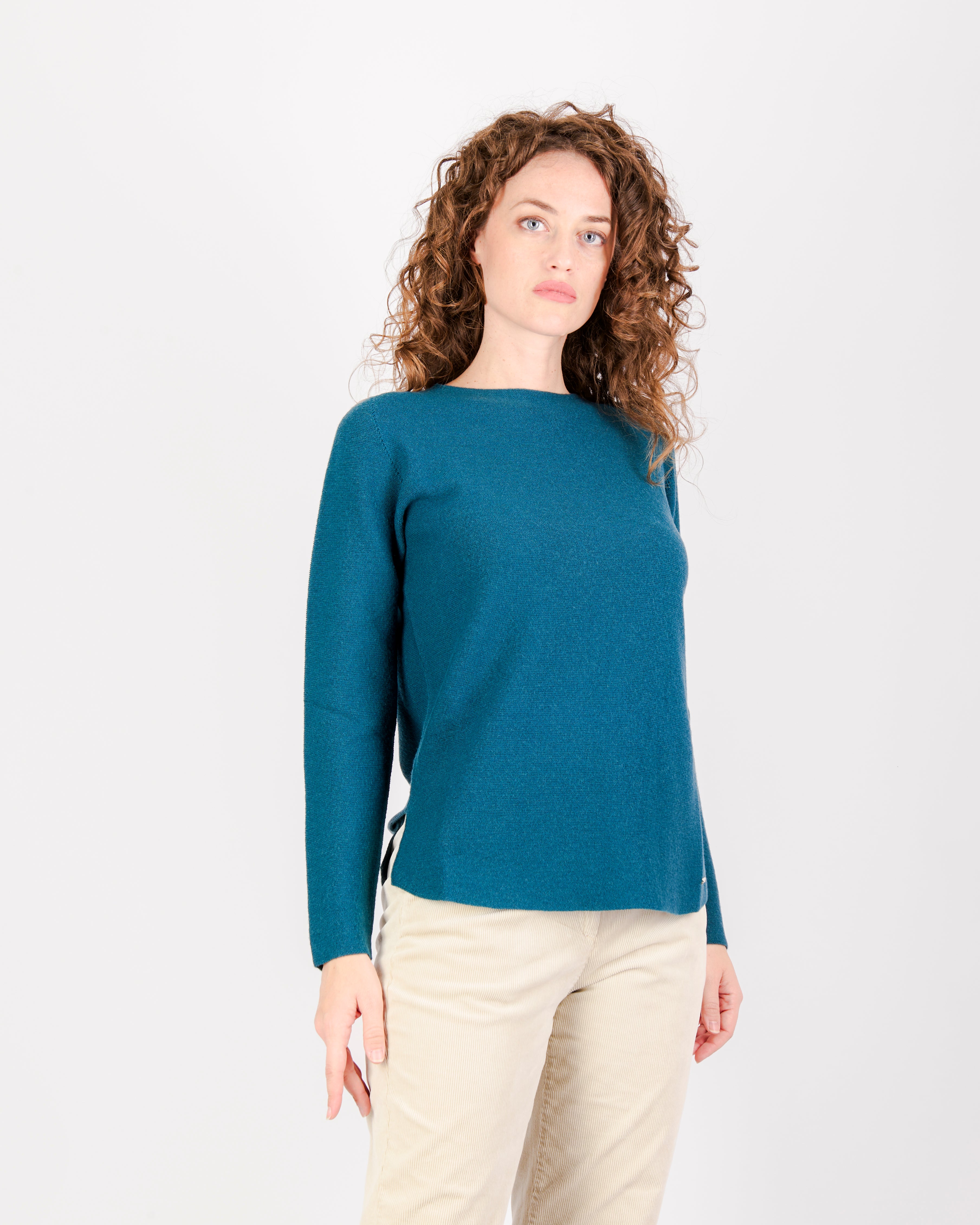 Maglia girocollo pura lana links spacchi 25Z 1081