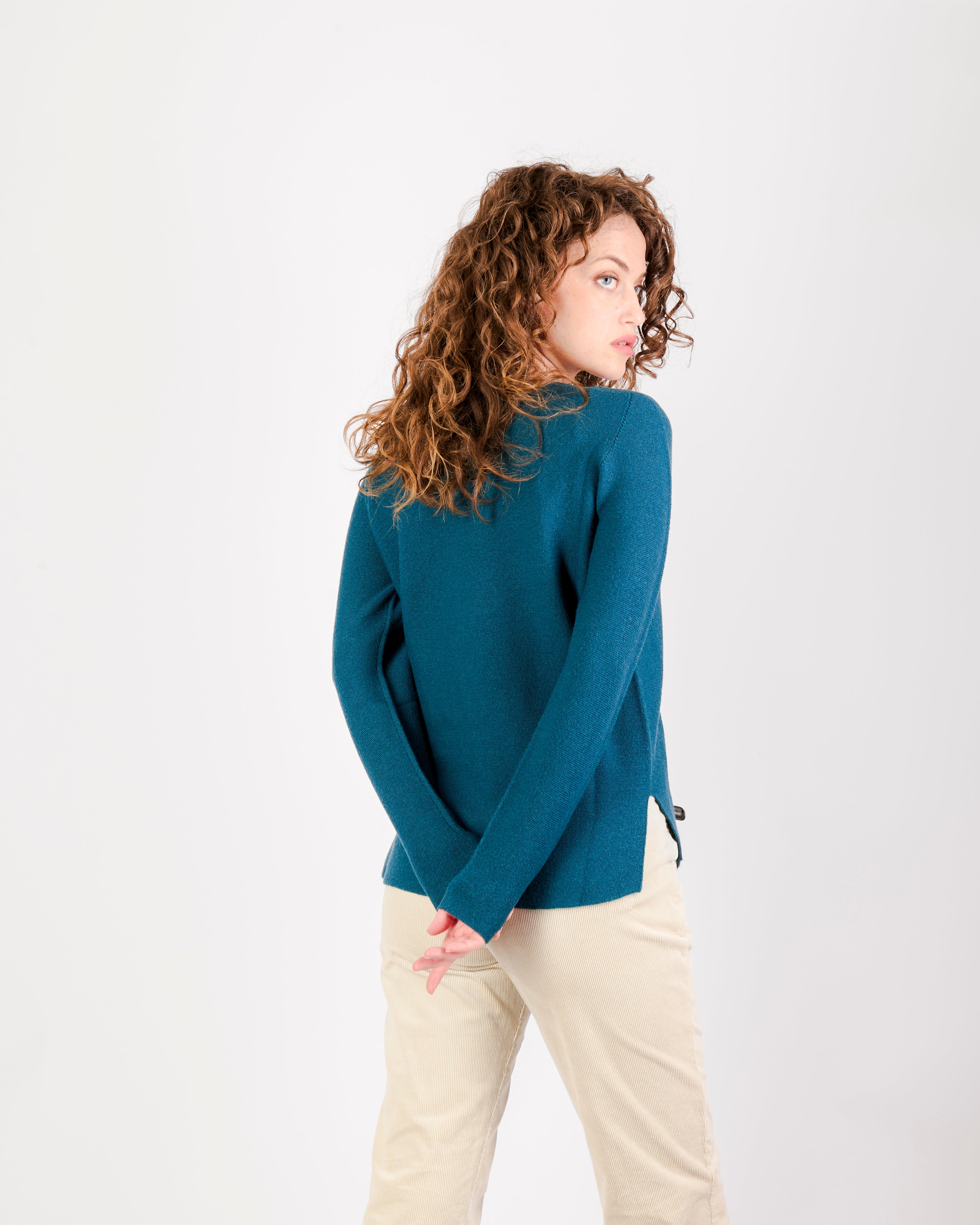 Maglia girocollo pura lana links spacchi 25Z 1081