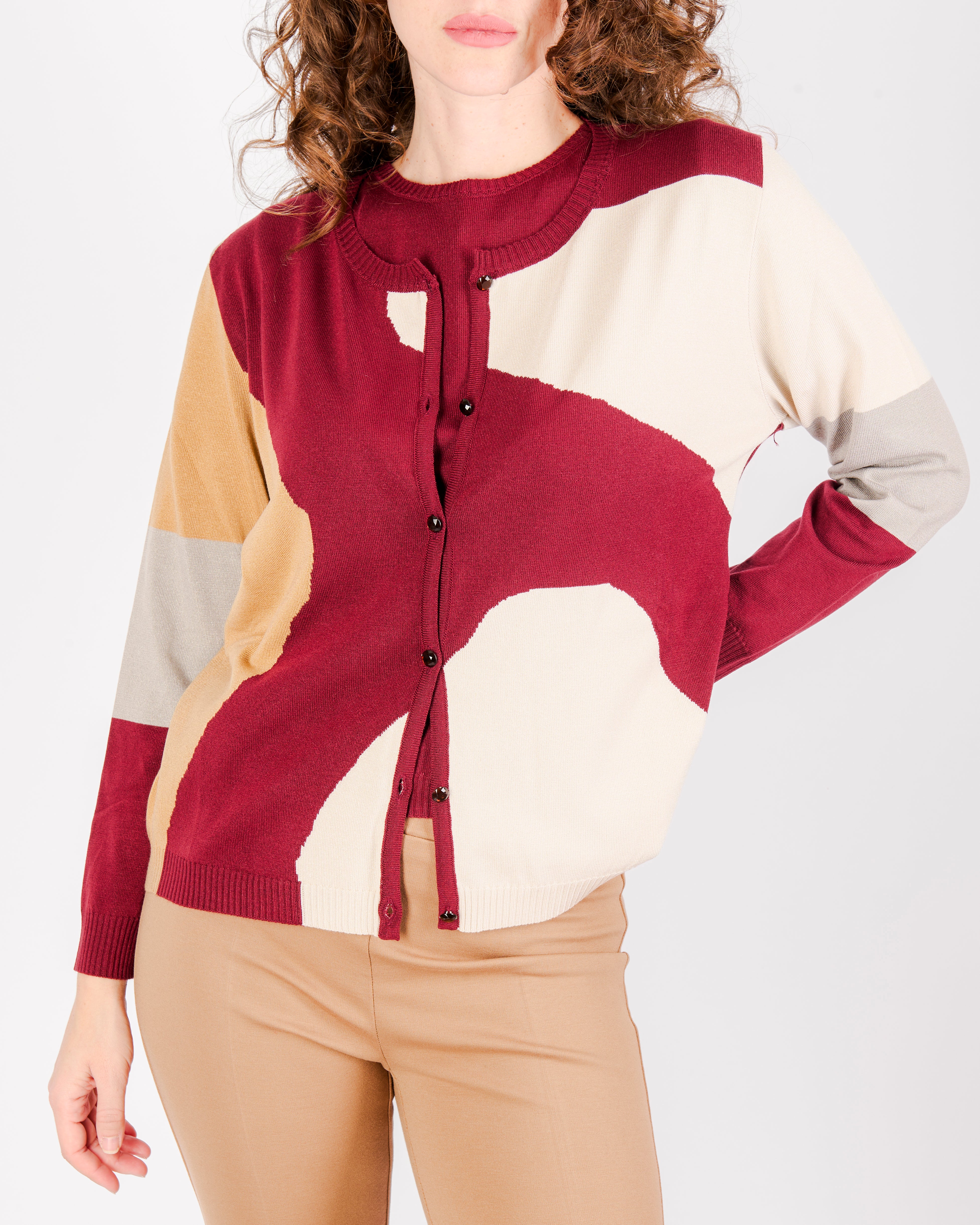 Twinset con giacca intarsio TWIN1969