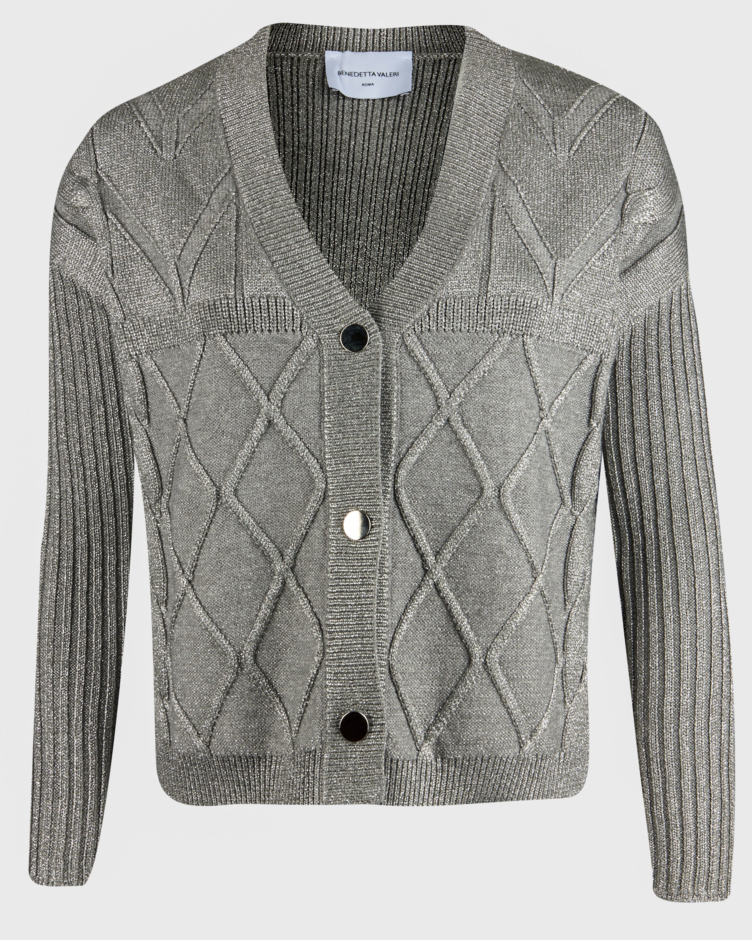 Cardigan trecce e losanghe lurex WFE2136