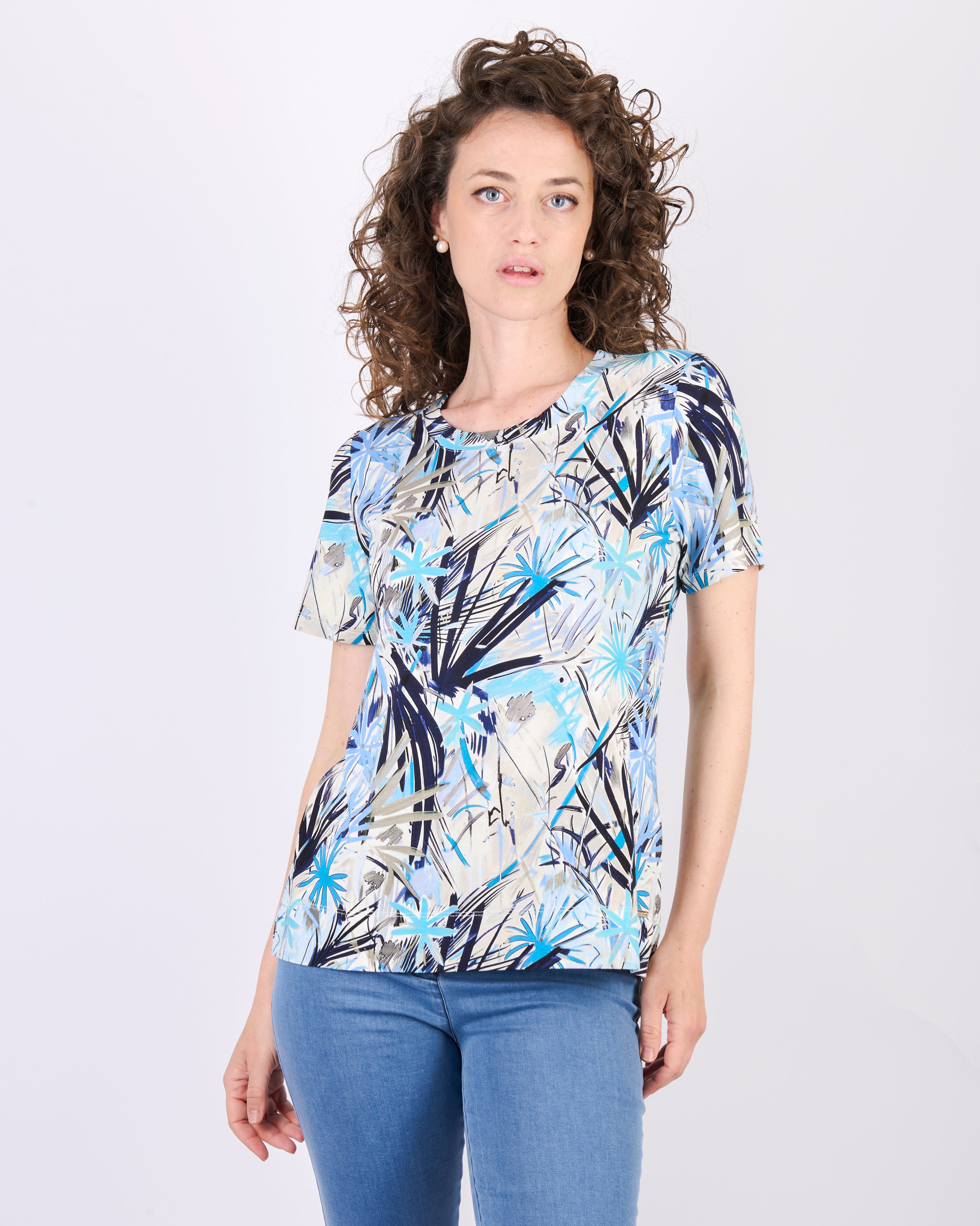 Maglia giro viscosa fantasia MM 92043