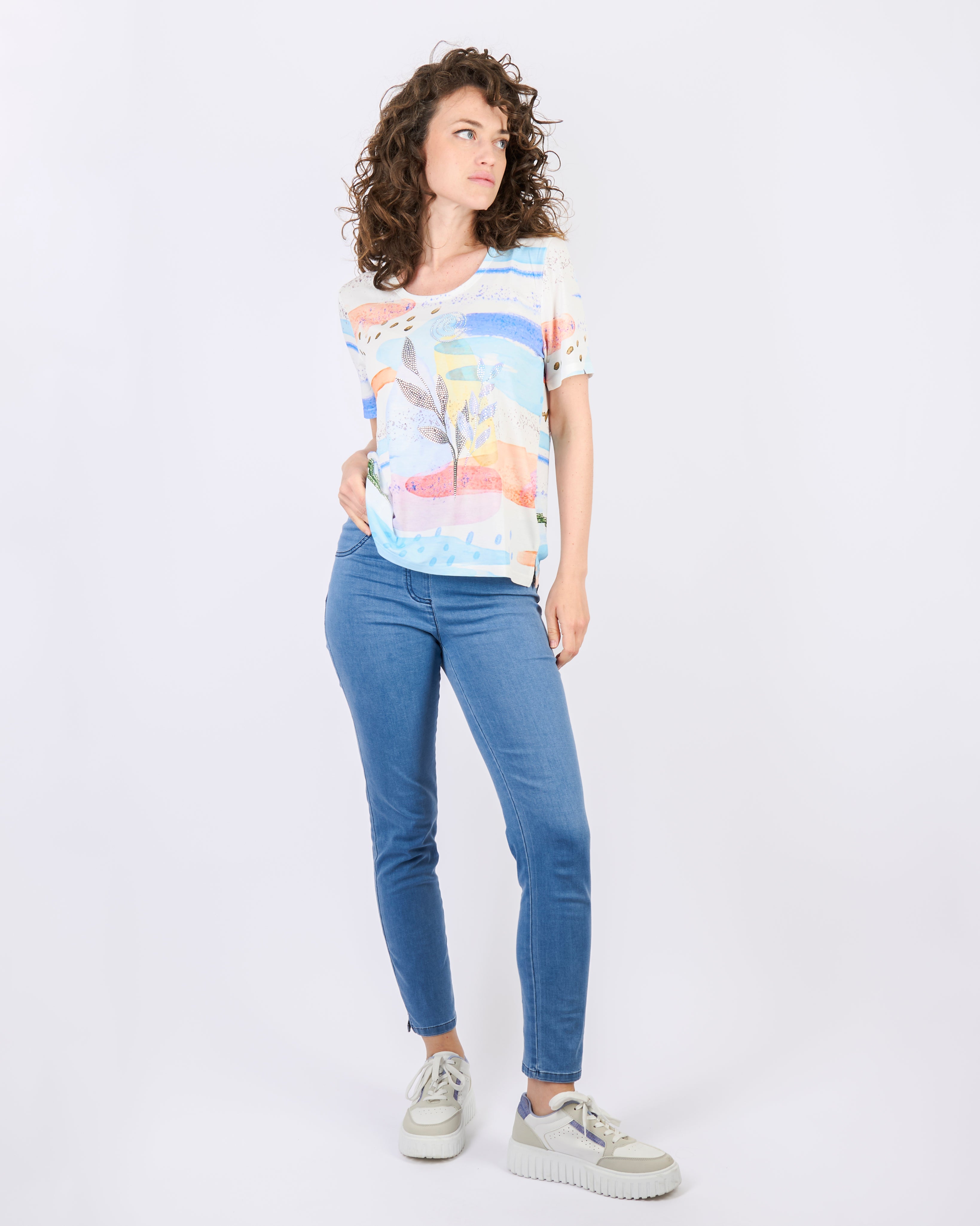Maglia scollata fant fiore 8549