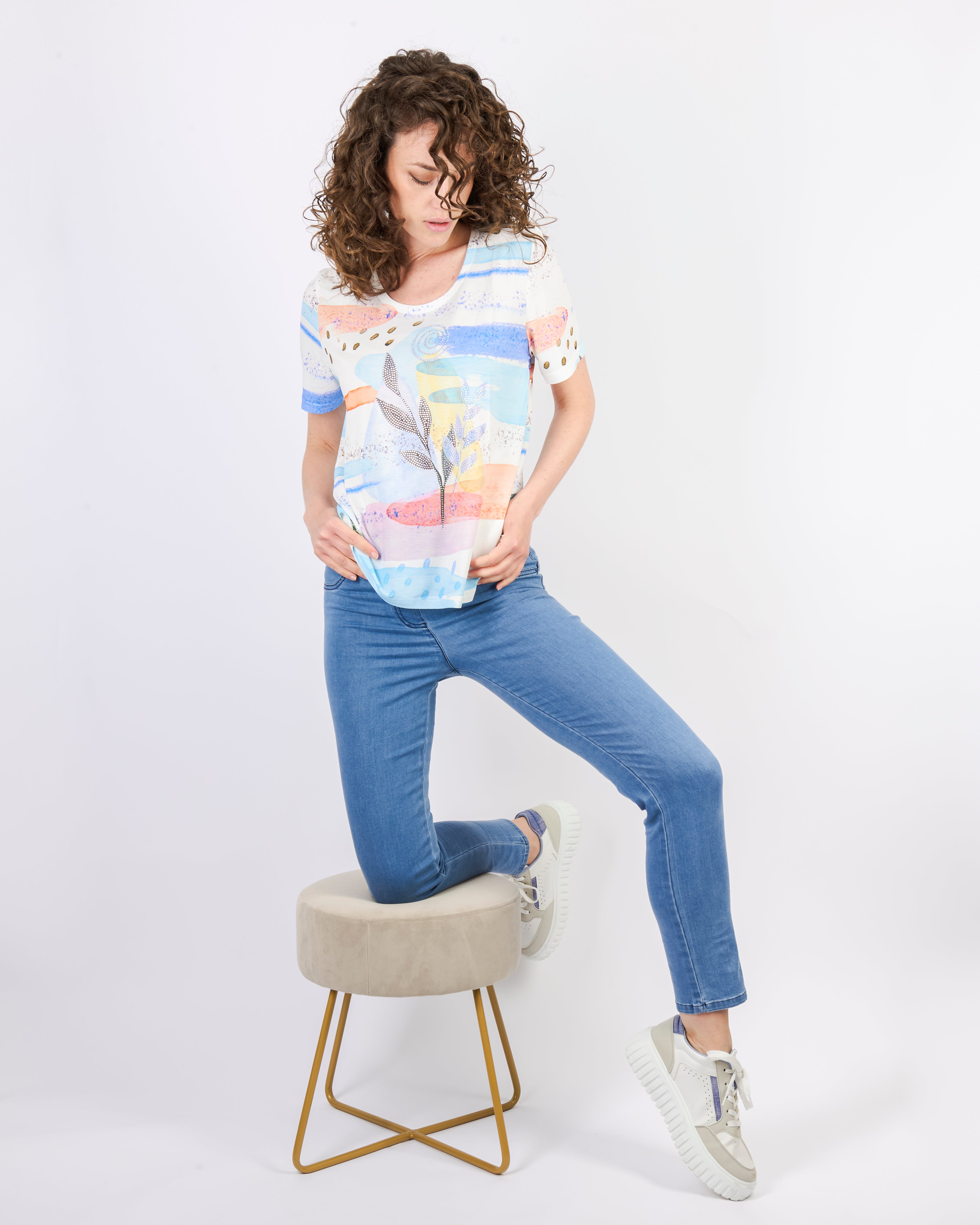 Maglia scollata fant fiore 8549