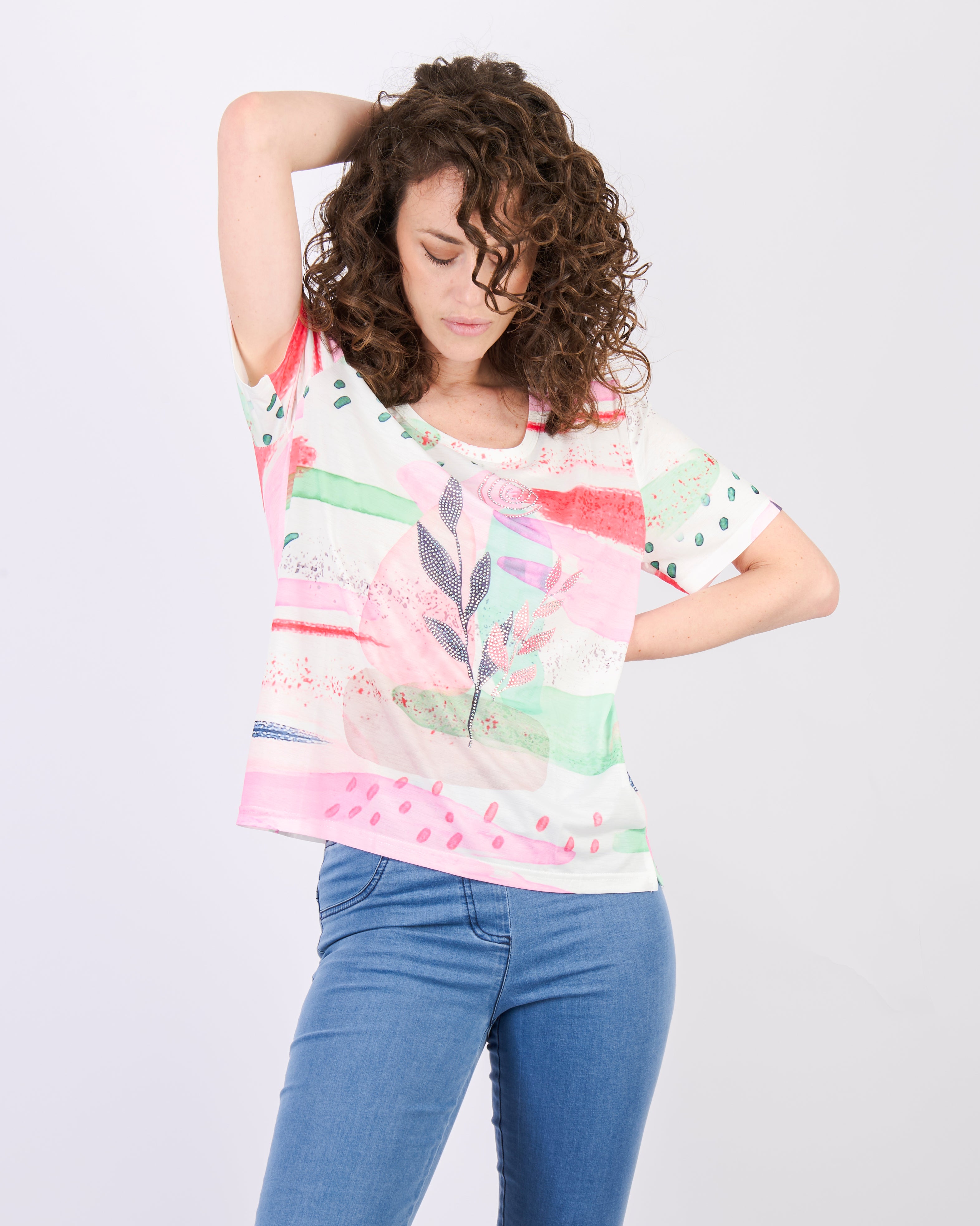 Maglia scollata fant fiore 8549