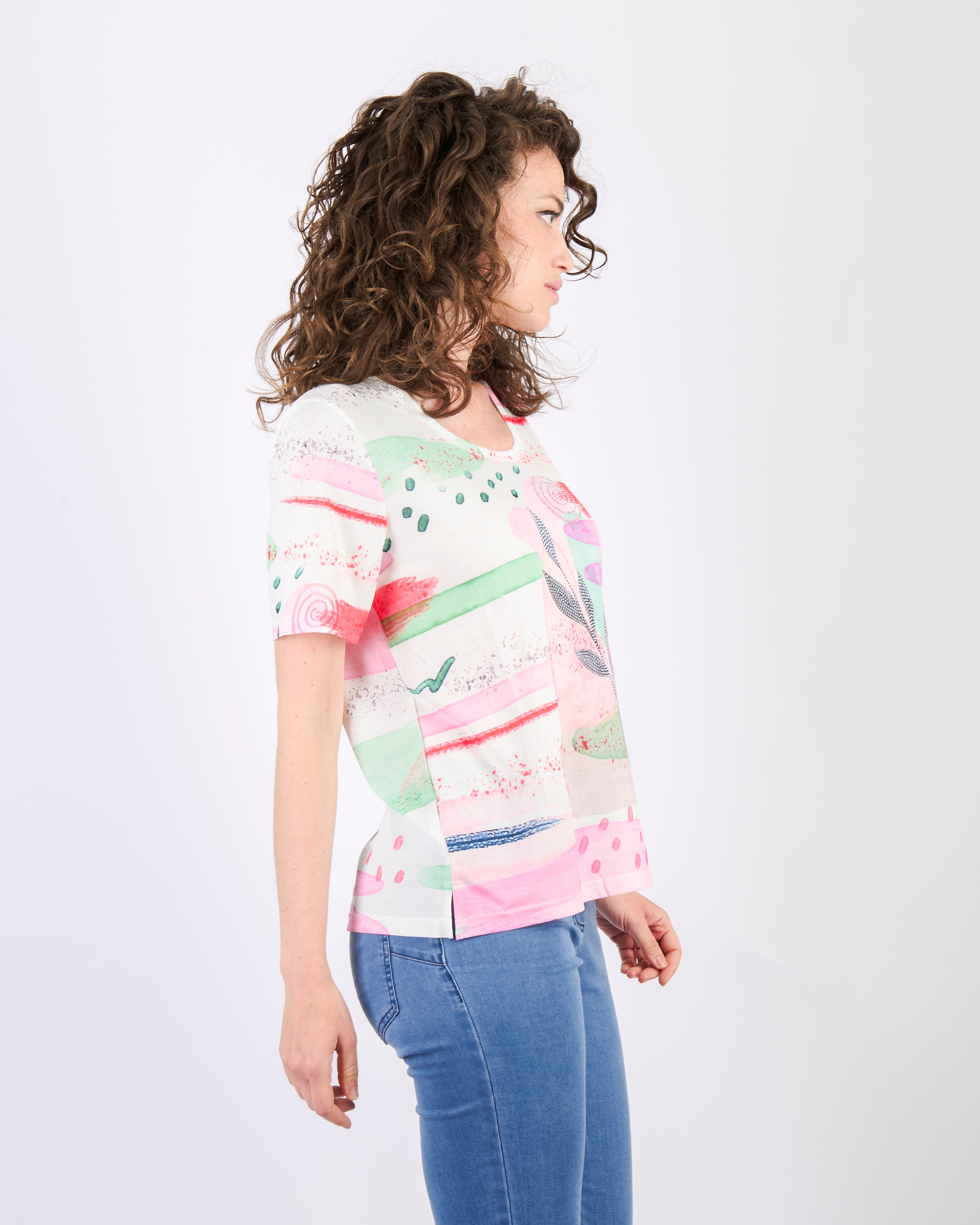 Maglia scollata fant fiore 8549