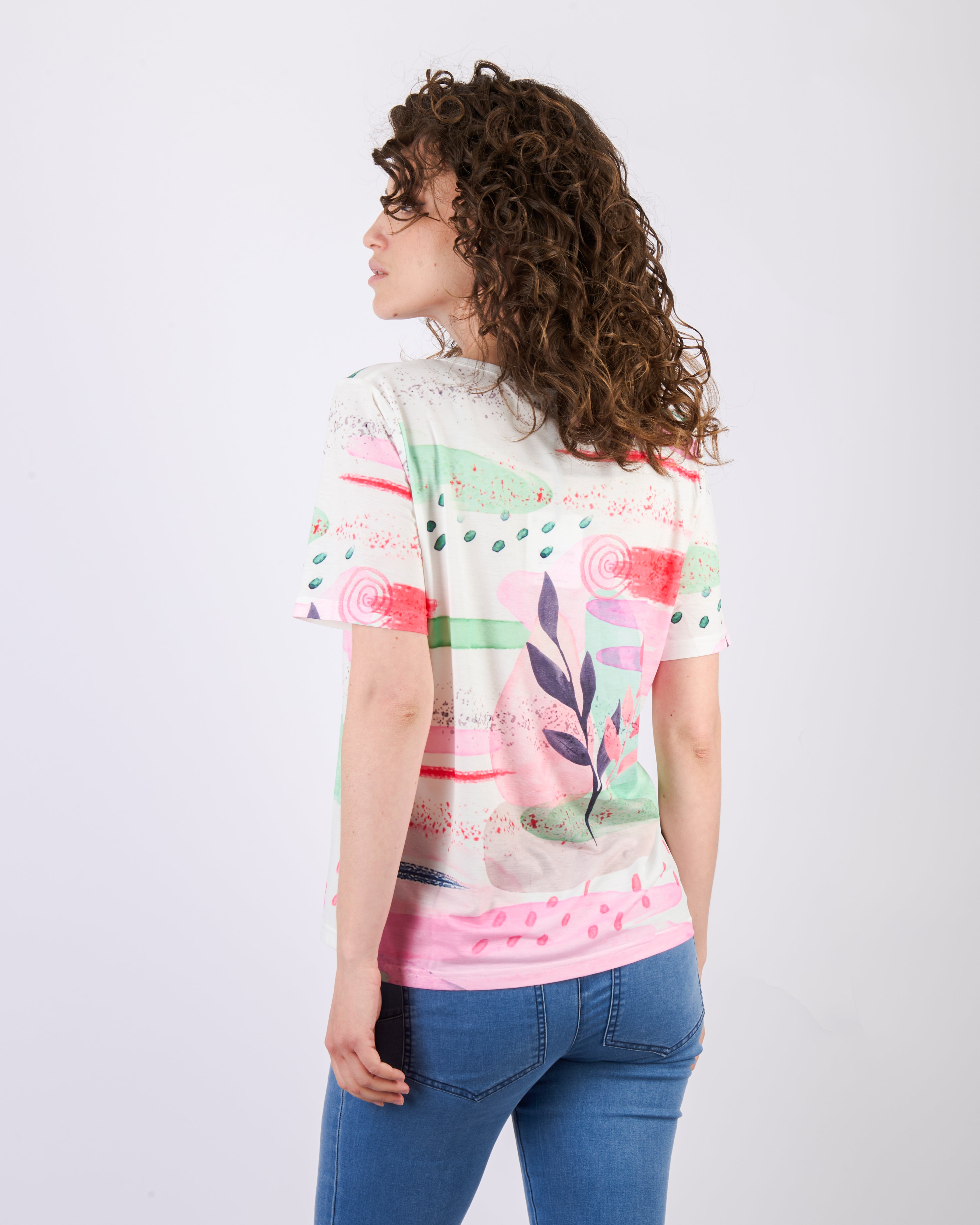 Maglia scollata fant fiore 8549