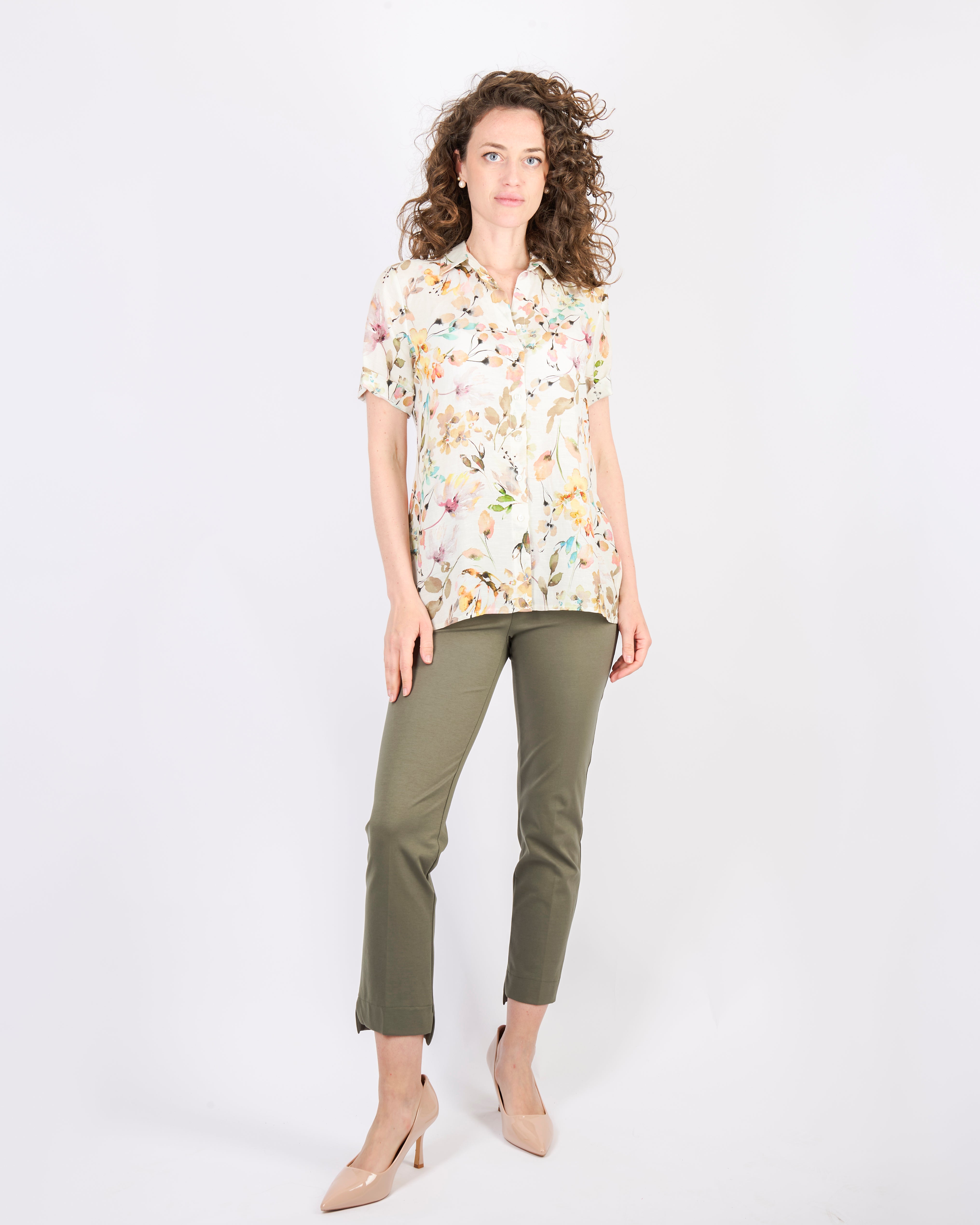 Camicia fantasia lino e viscosa 25-59M