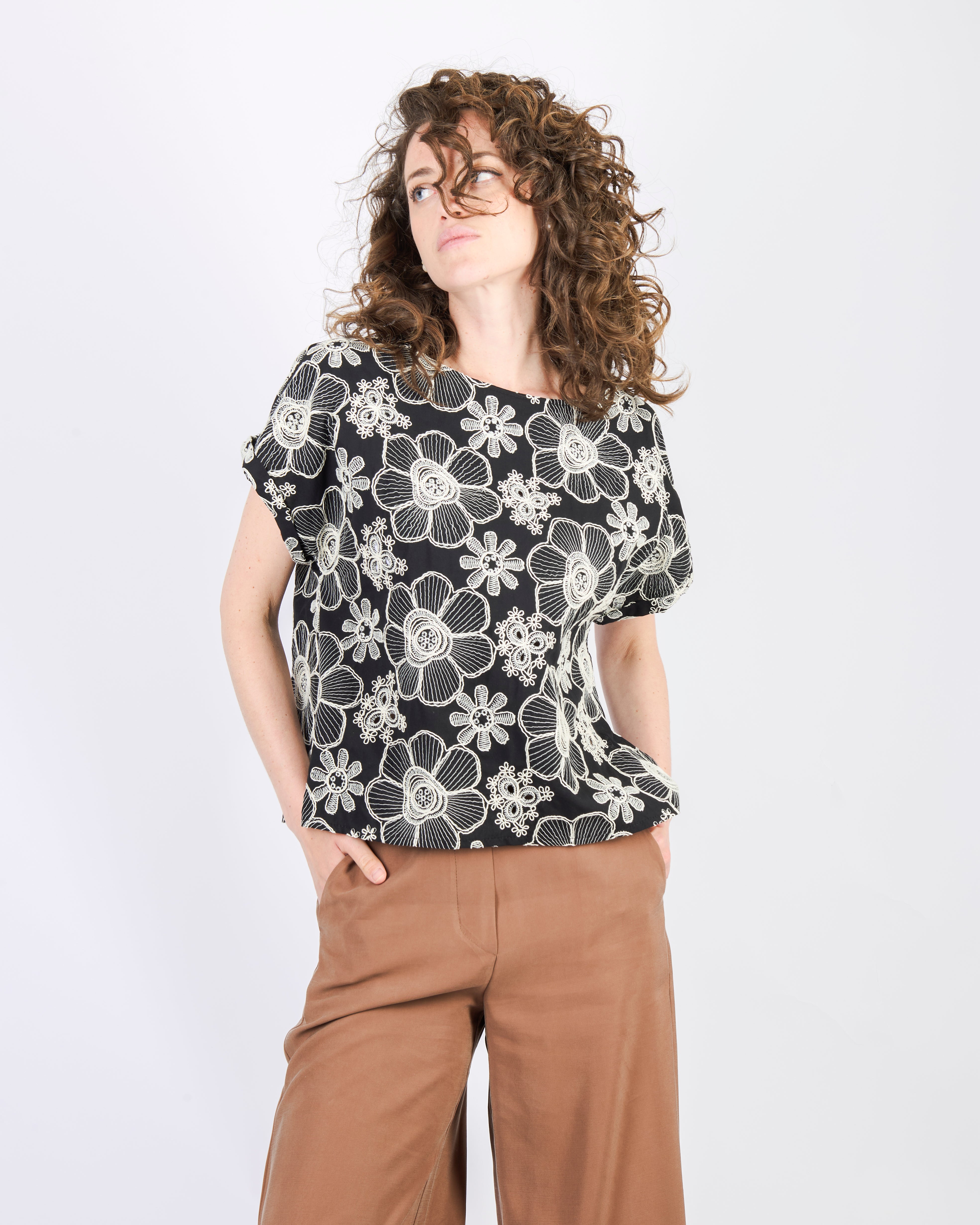 Camicia in cotone ricamo DS5067