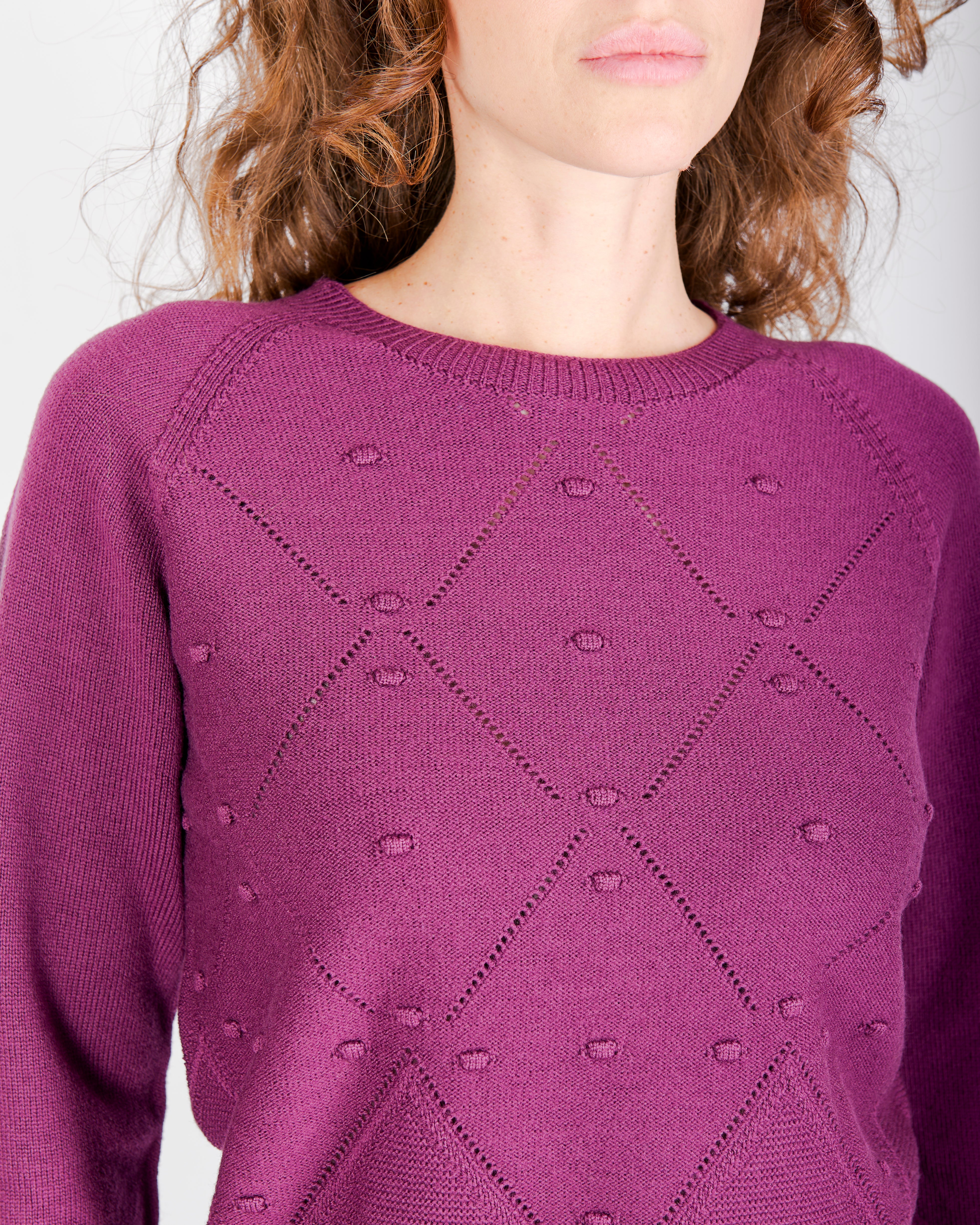 Girocollo motivi bugnetti pura lana Z9555