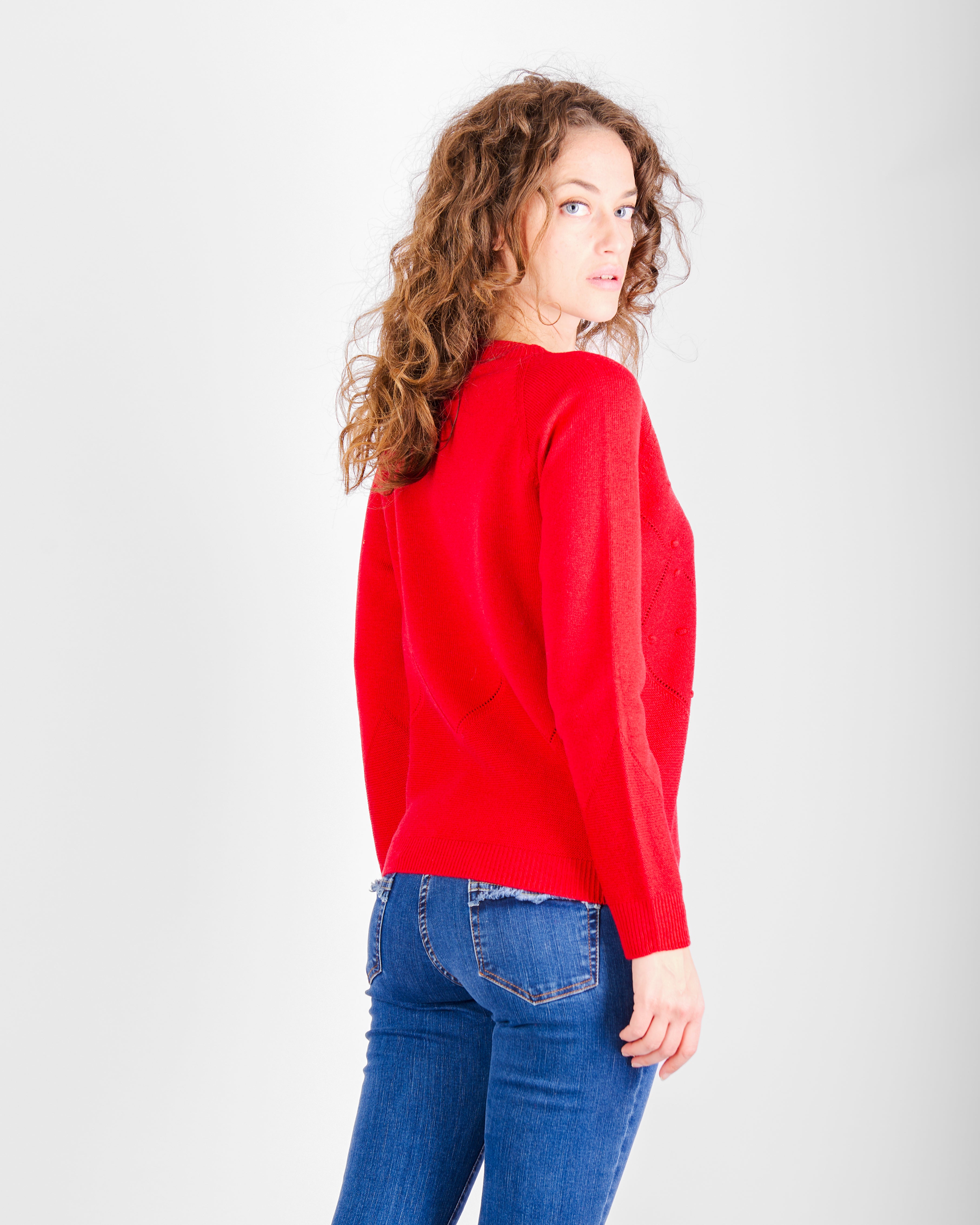 Girocollo motivi bugnetti pura lana Z9555