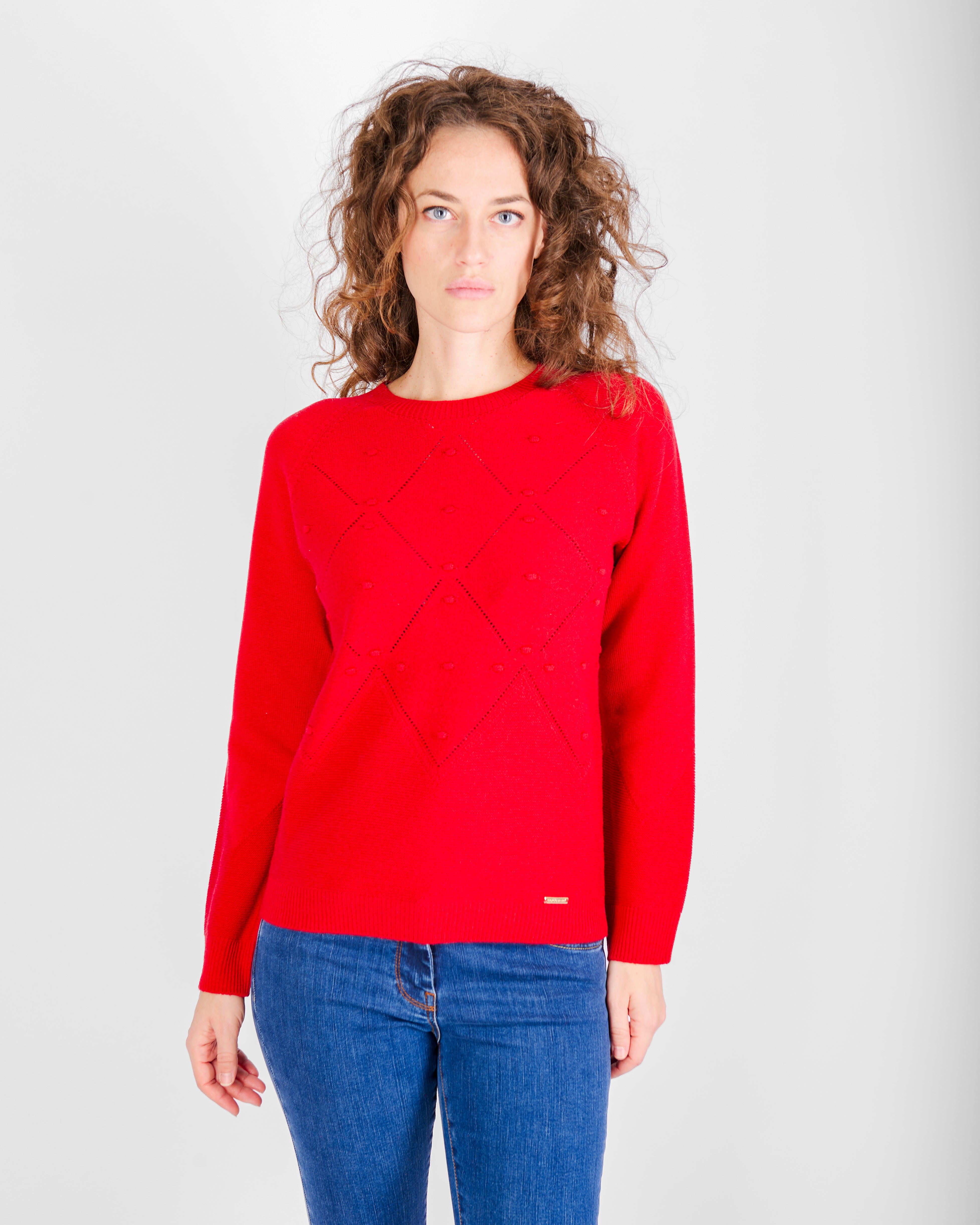 Girocollo motivi bugnetti pura lana Z9555