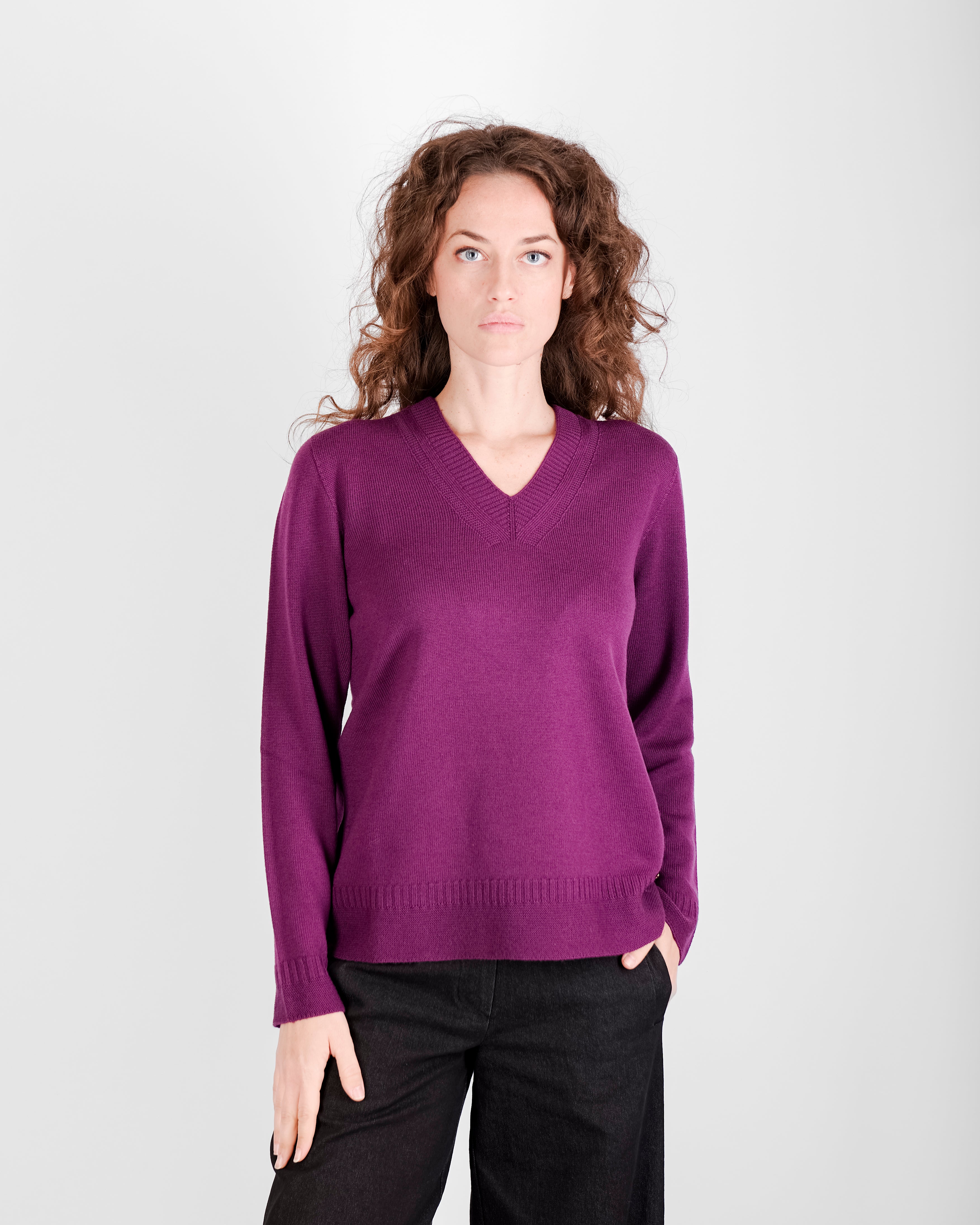 Maglia scollo a V fondo link Z9414