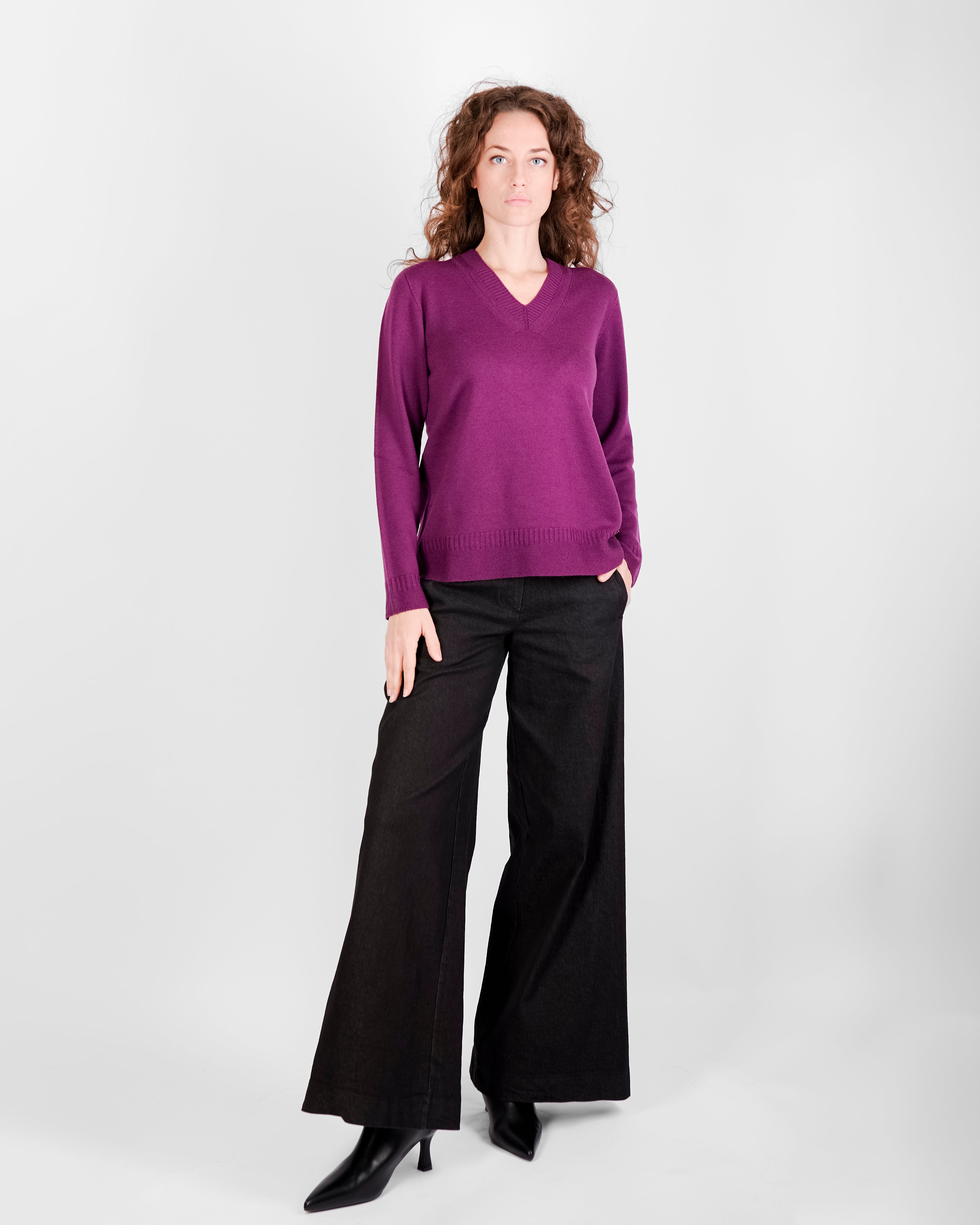 Maglia scollo a V fondo link Z9414