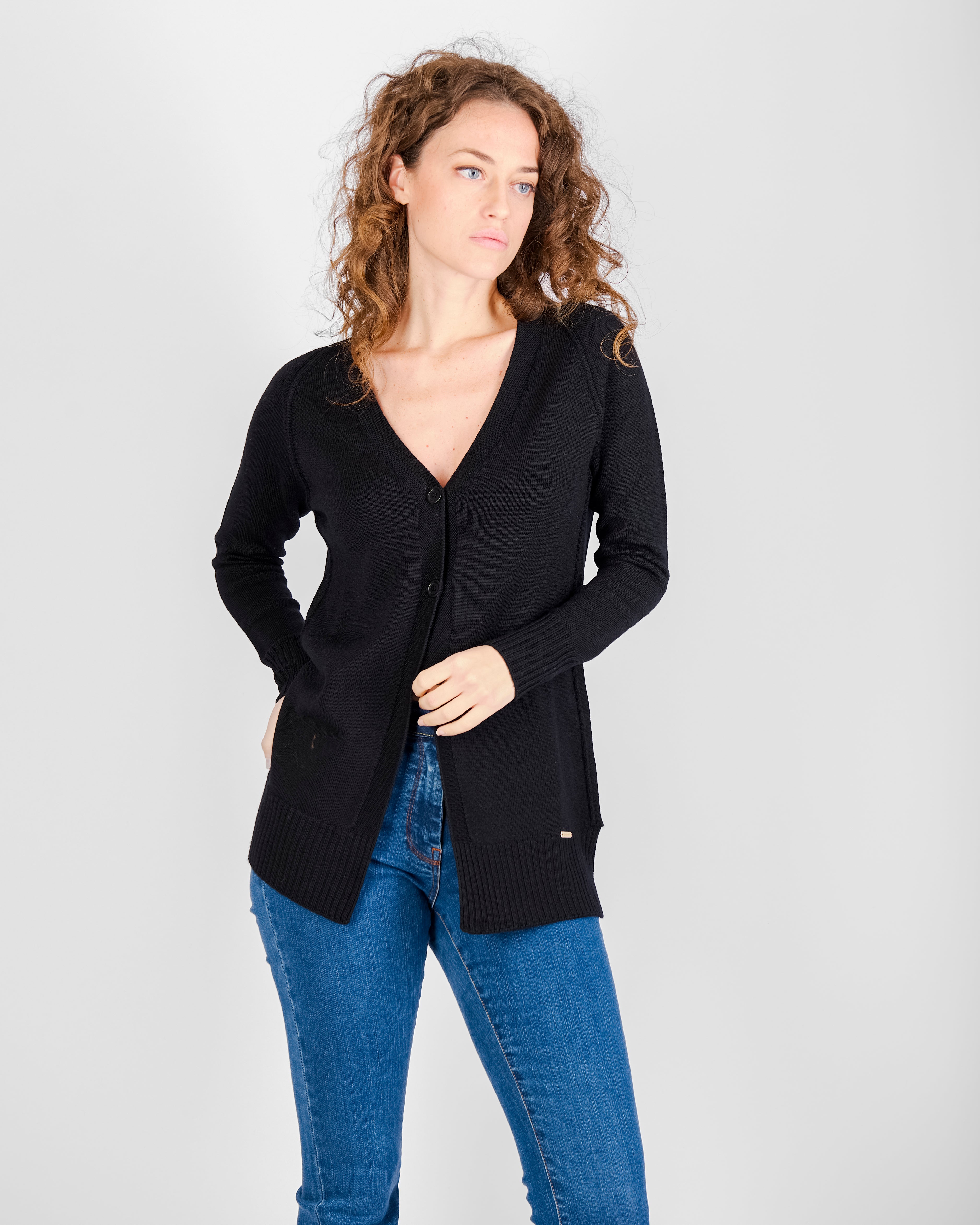 Cardigan lungo rollino 2 bottoni ZZG9322