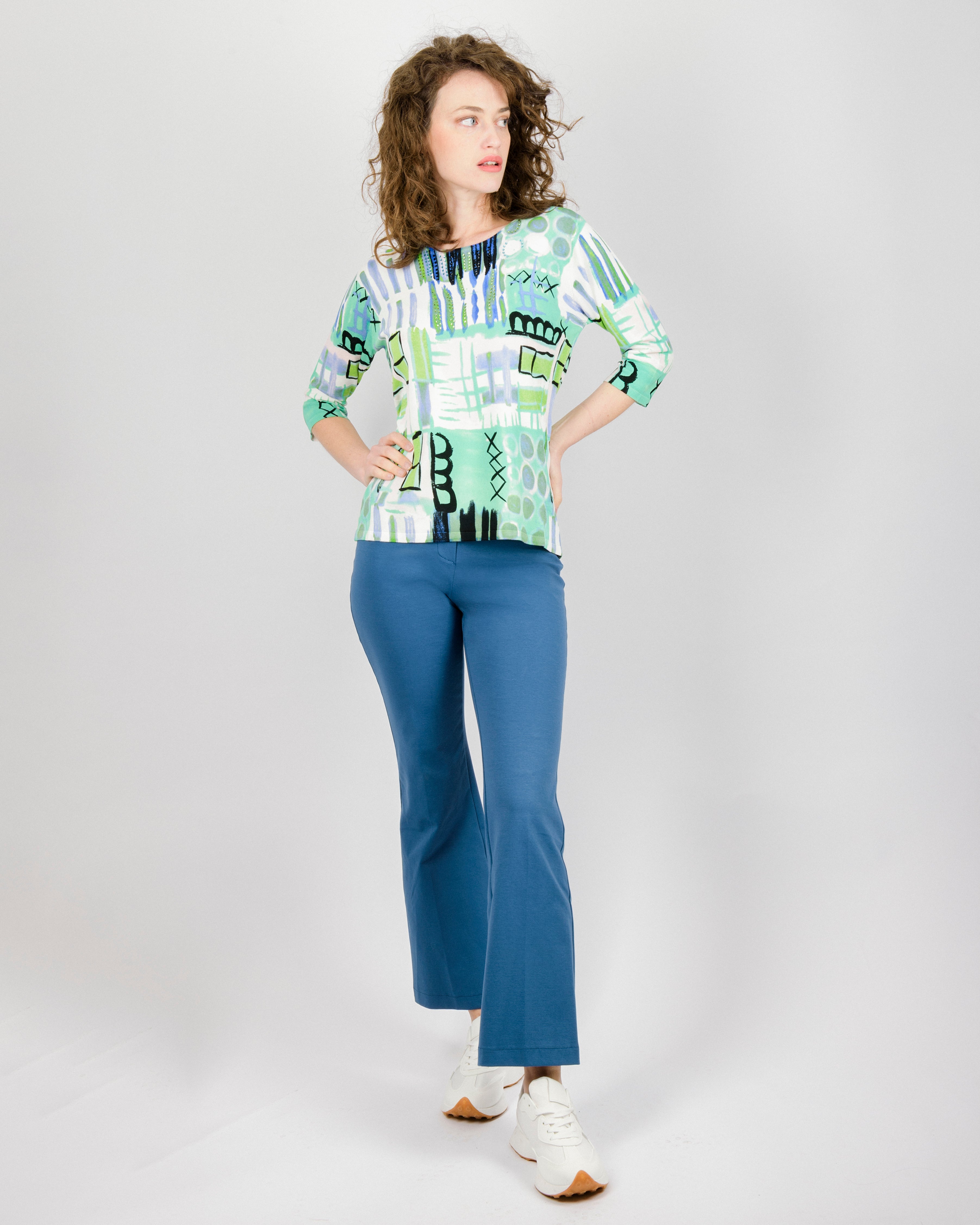 Maglia in viscosa fantasia manica 3/4 L6127
