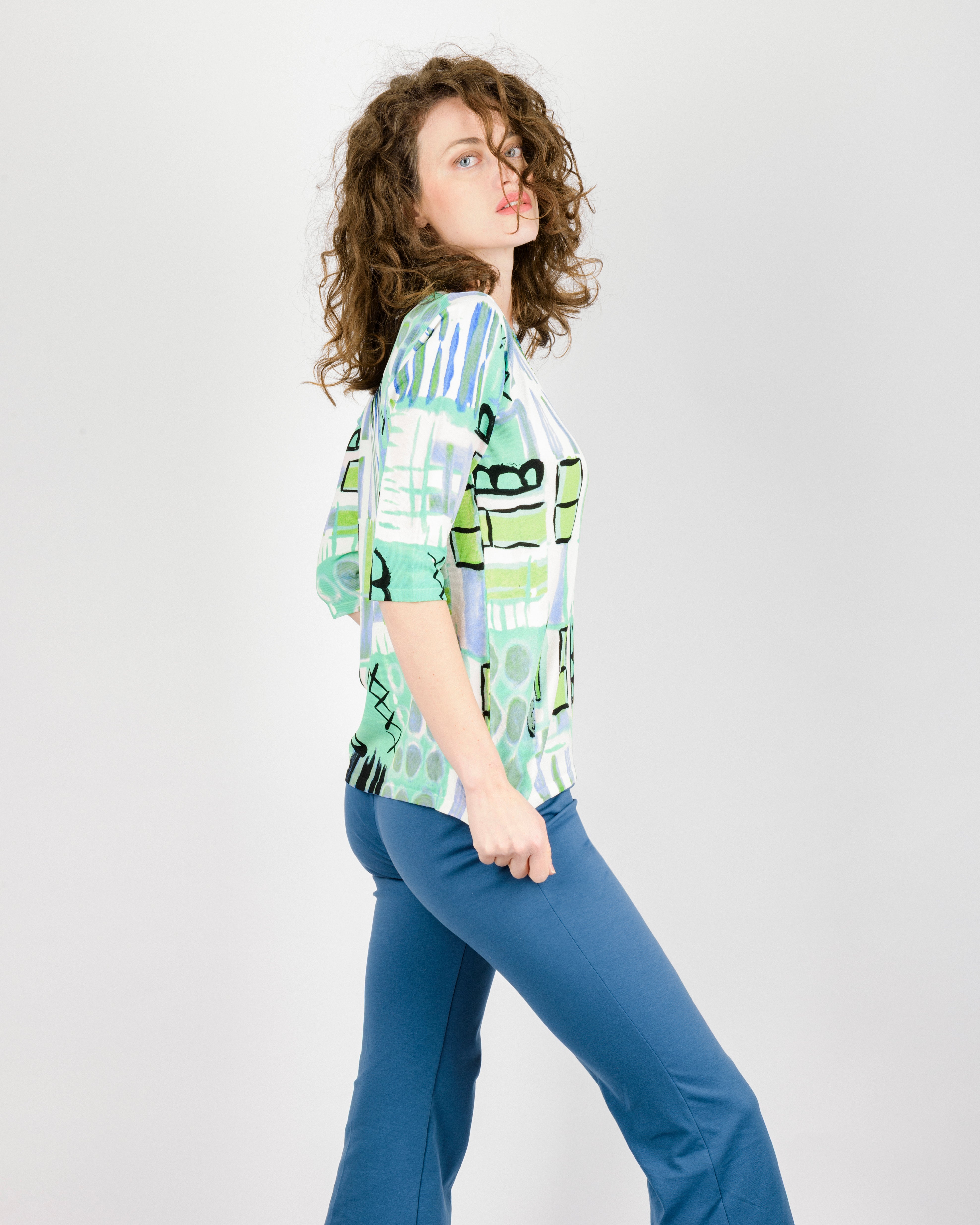 Maglia in viscosa fantasia manica 3/4 L6127