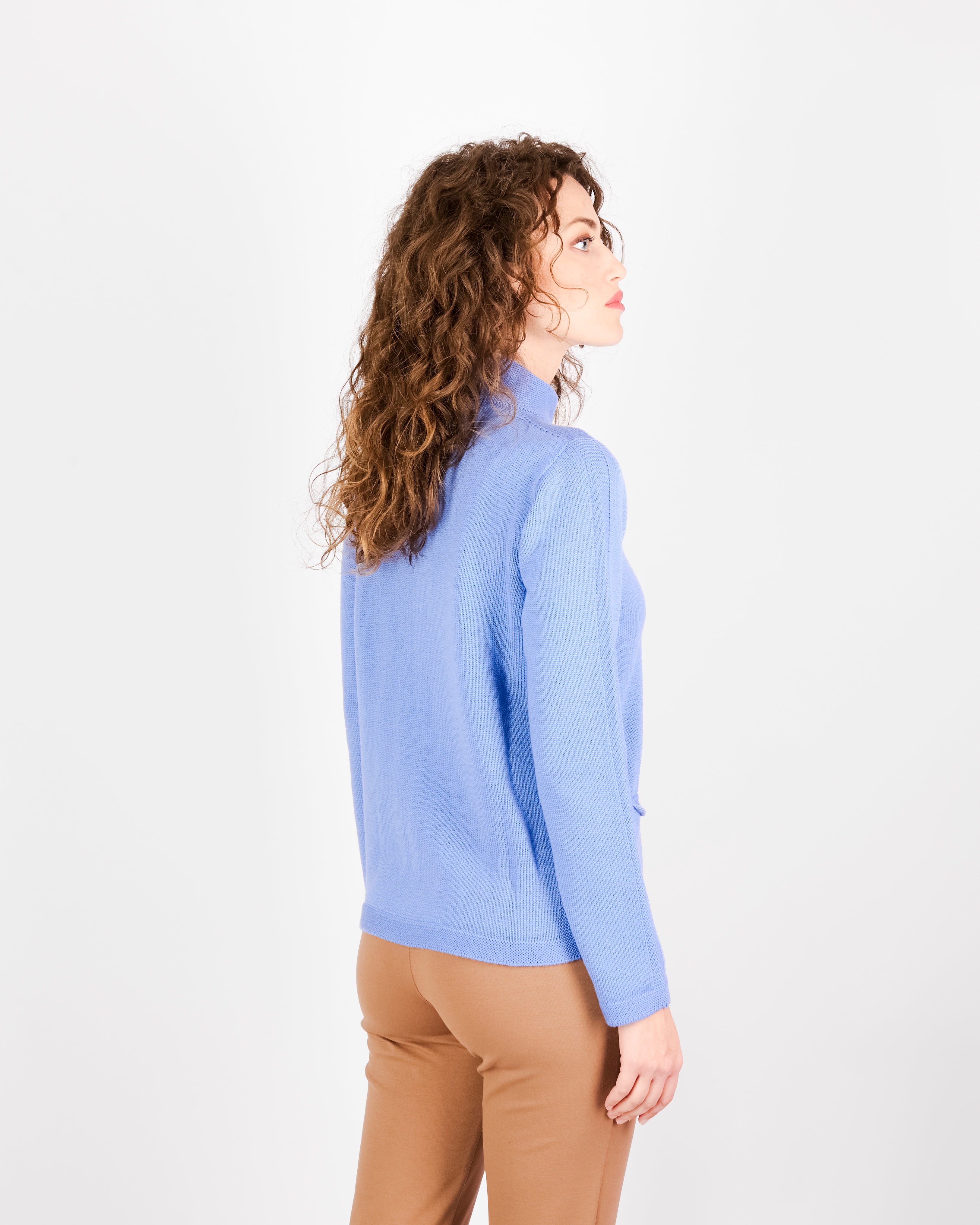 Cardigan zip pura lana con tasche AZ8152