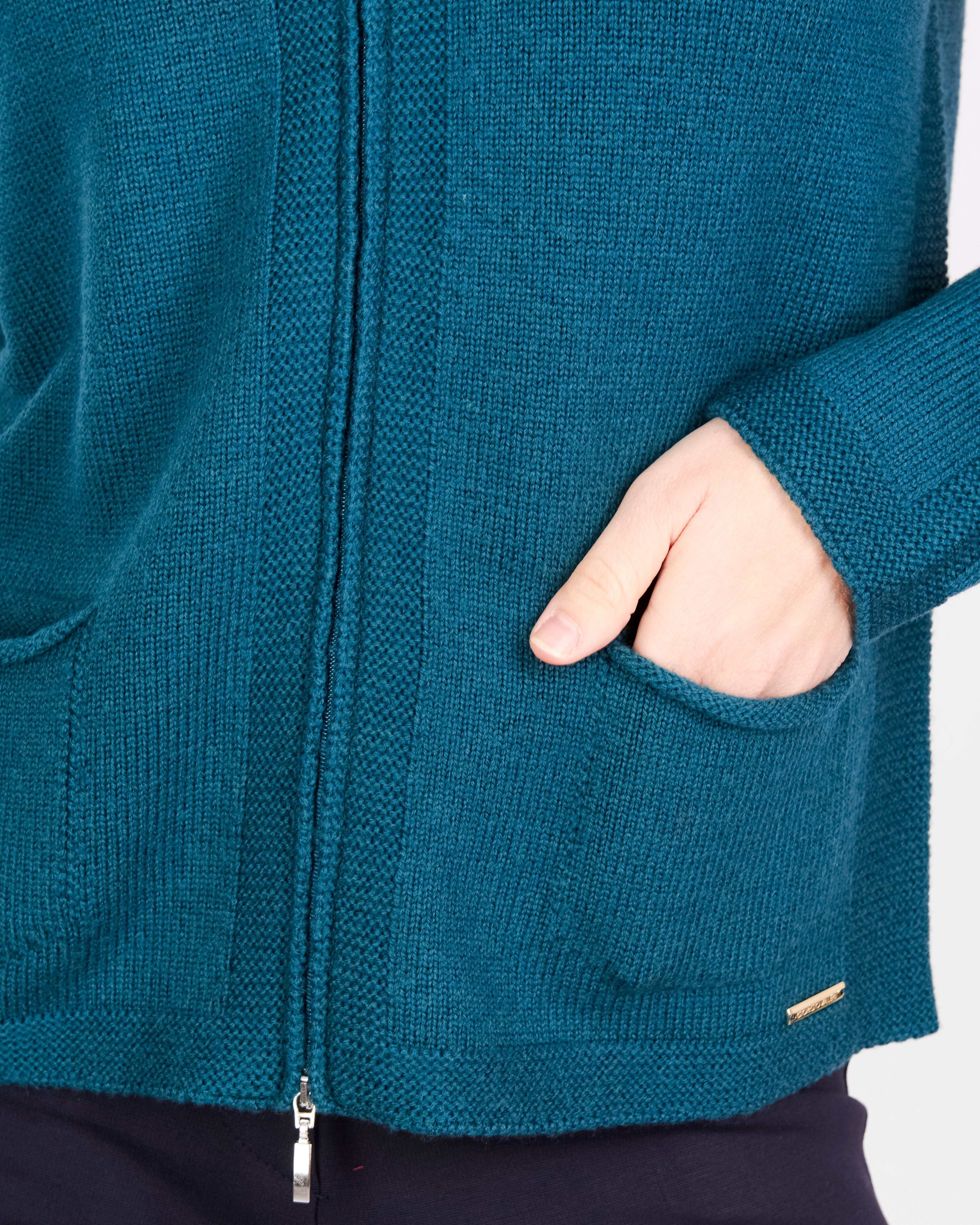 Cardigan zip pura lana con tasche AZ8152