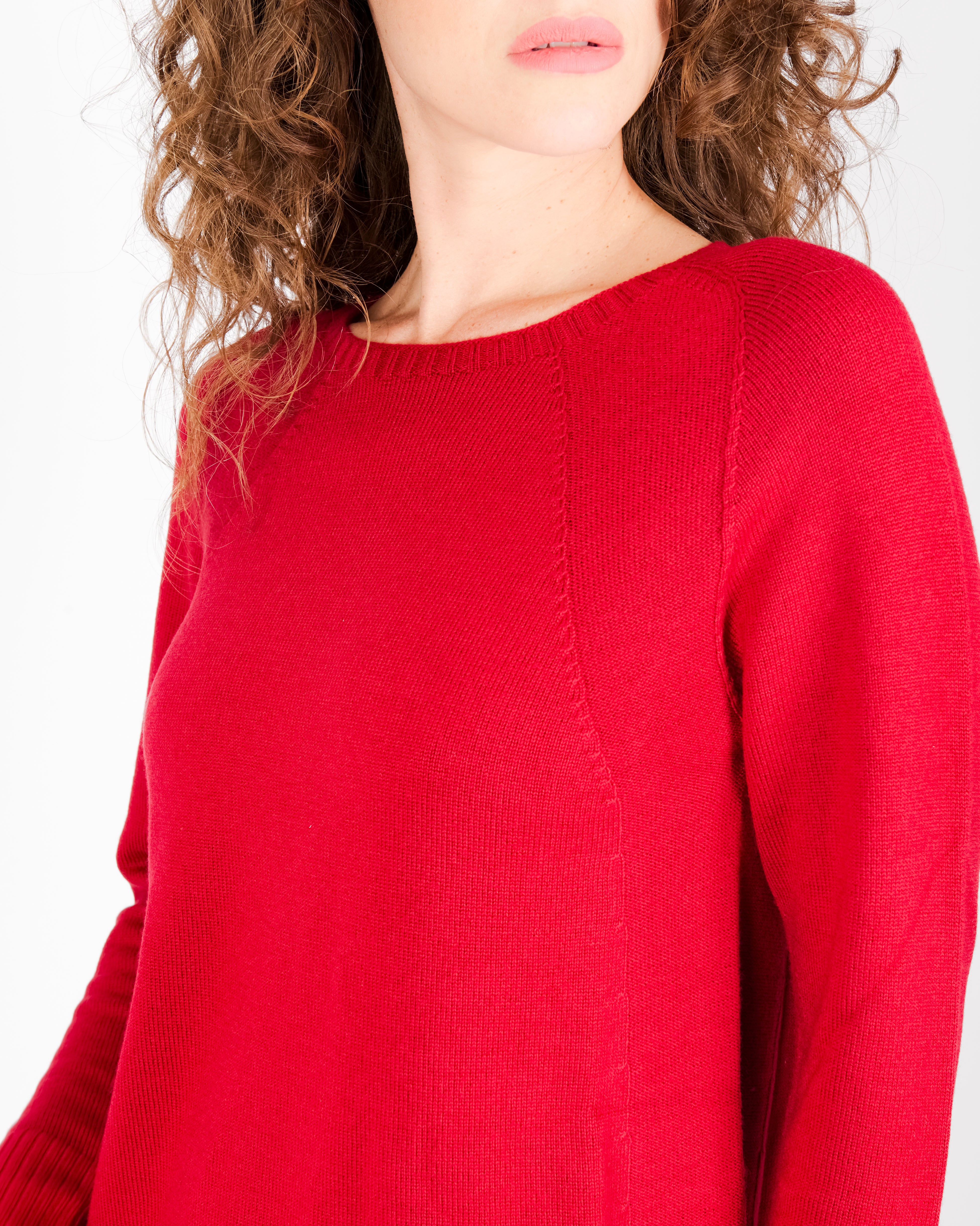 Maglia girocollo pura lana svasata W-250