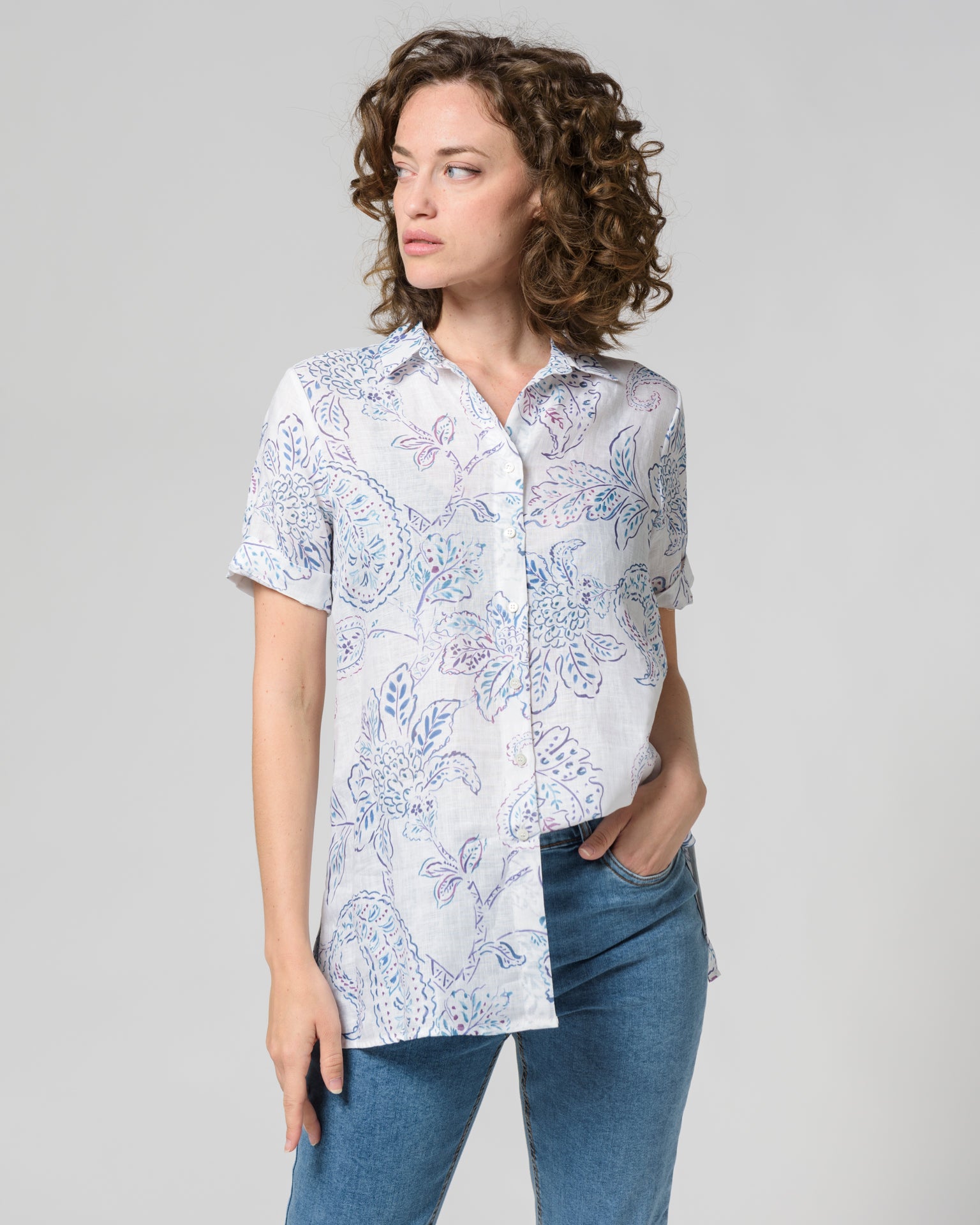 Camicia in lino fantasia 24-44