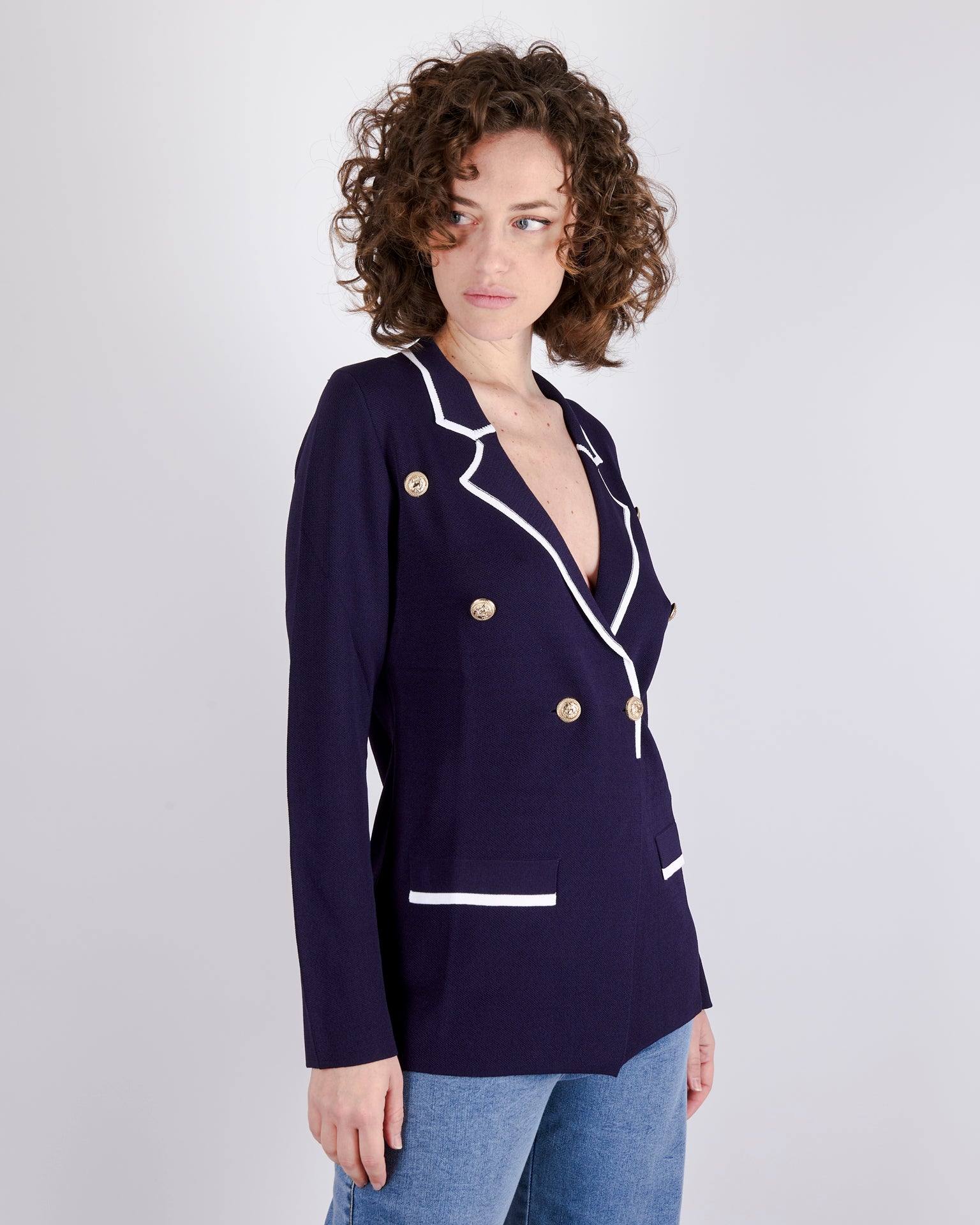 Giacca in maglia con revers 1089