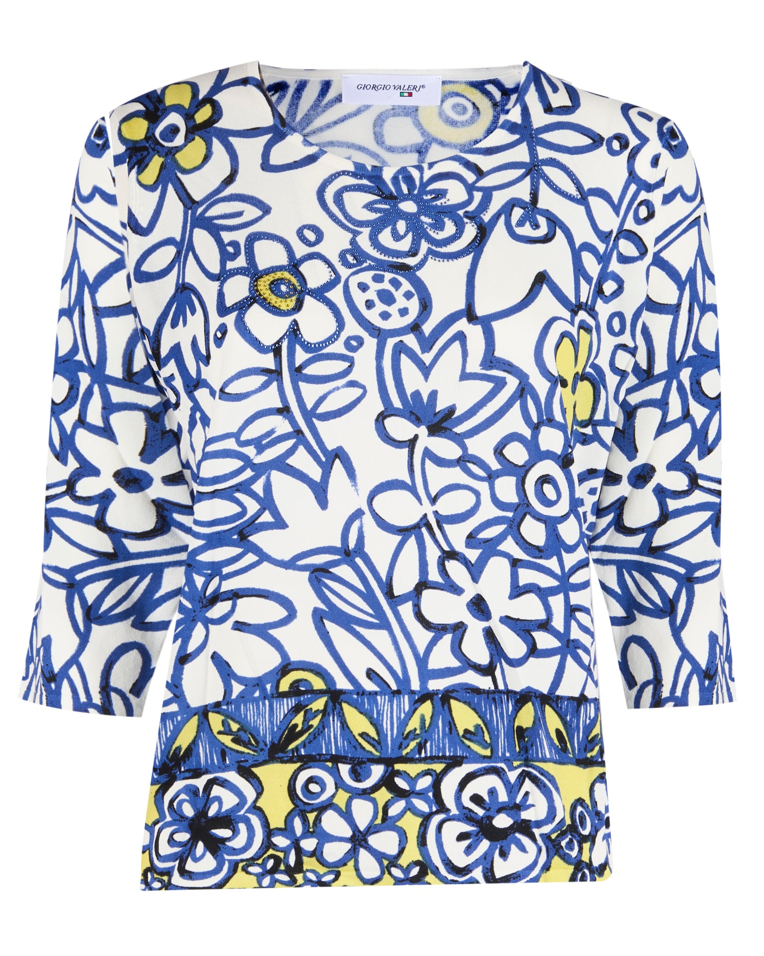 Maglia scollo madonna stampa fiori 7204