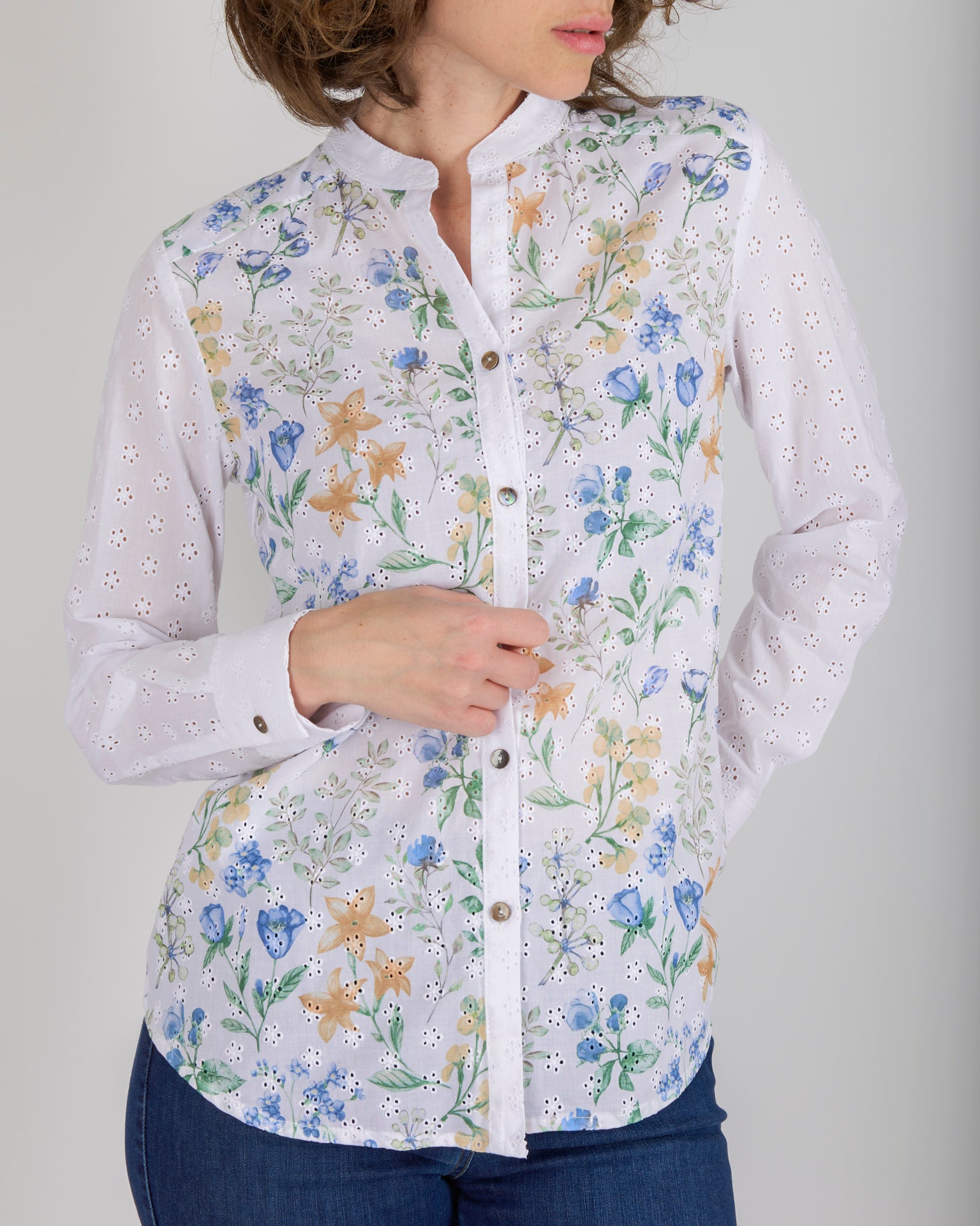 Camicia in cotone sangallo fantasia 27378