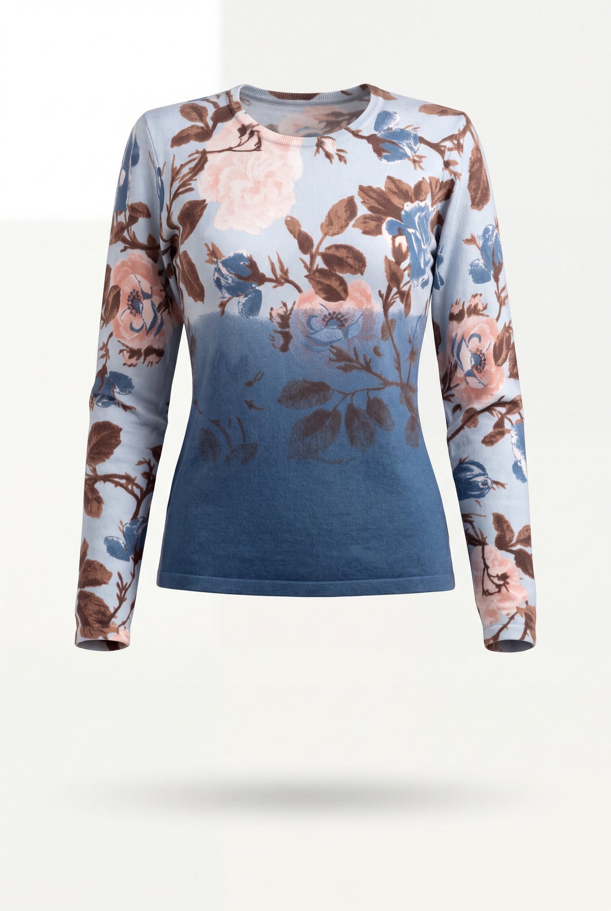 Girocollo viscosa fantasia roseto 7056SR
