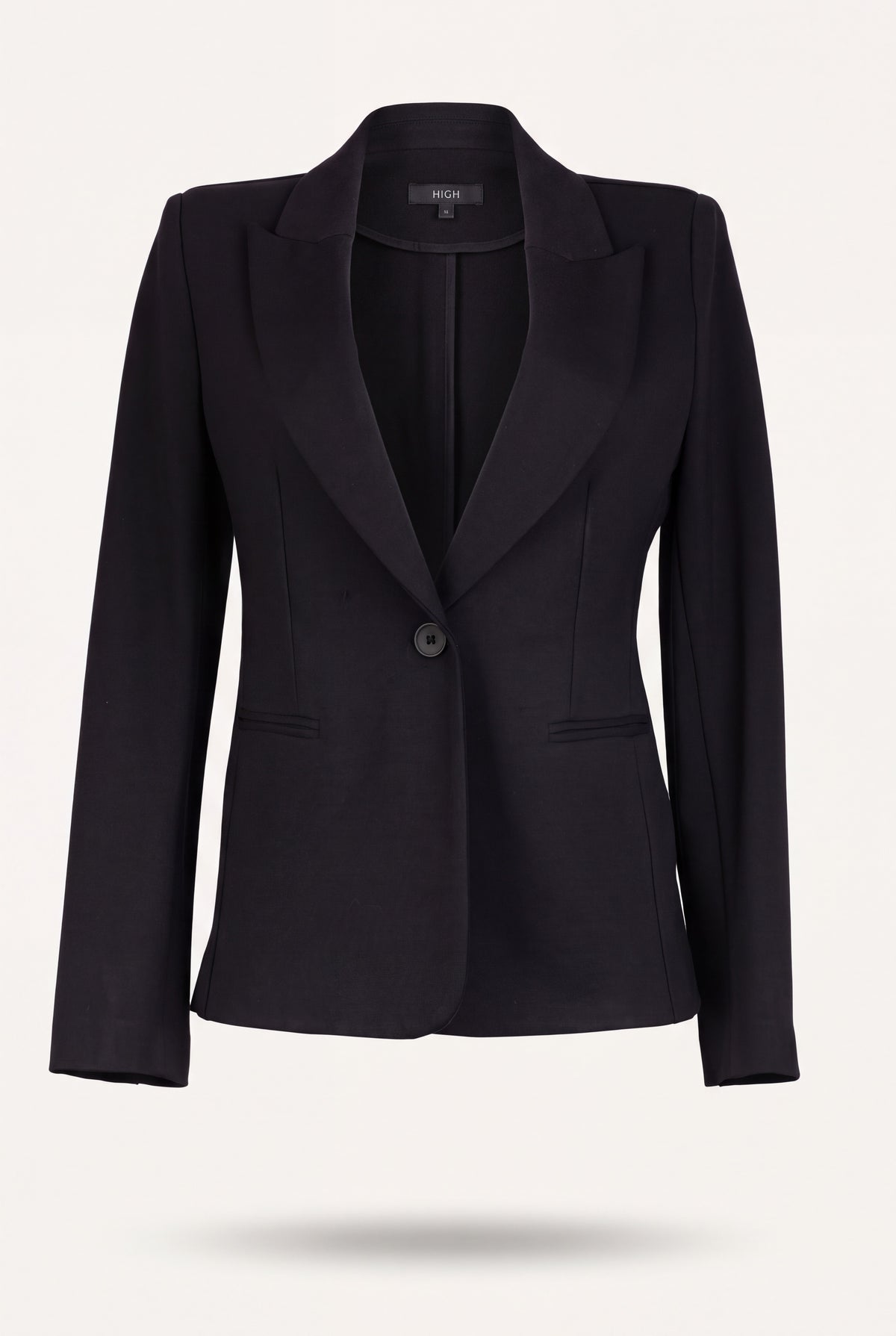 Giacca blazer donna in punto milano, monopetto color caramello con revers a lancia