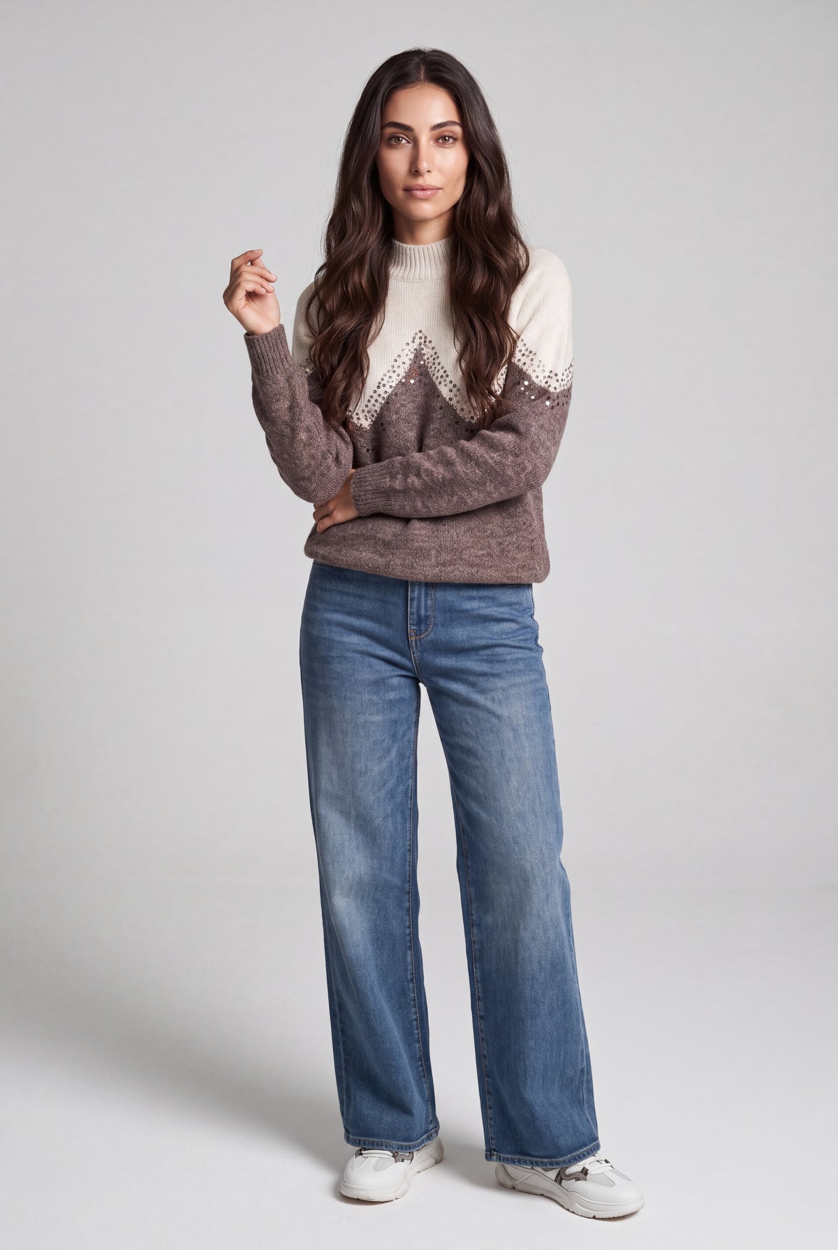 Maglia cratere intarsio e pailettes 6651