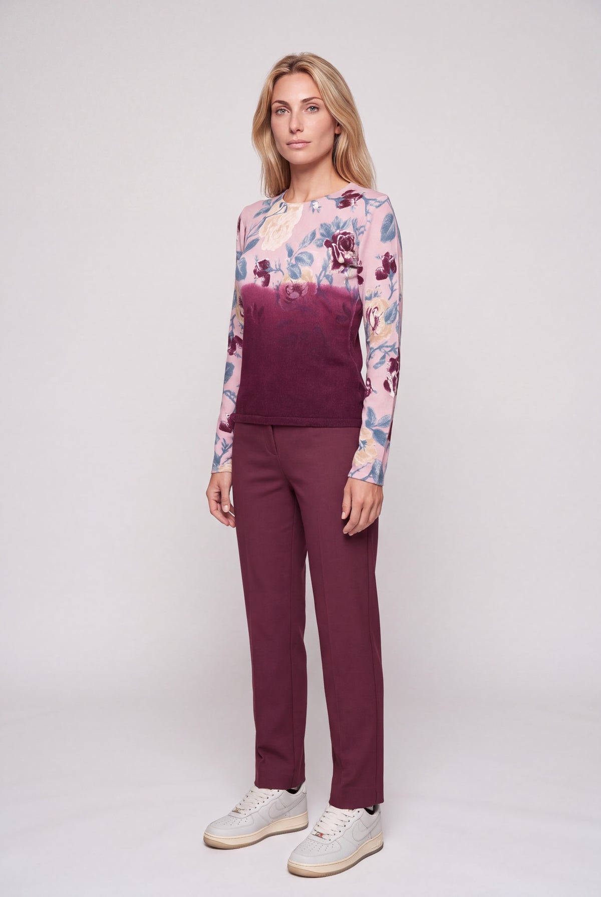 Girocollo viscosa fantasia roseto 7056SR