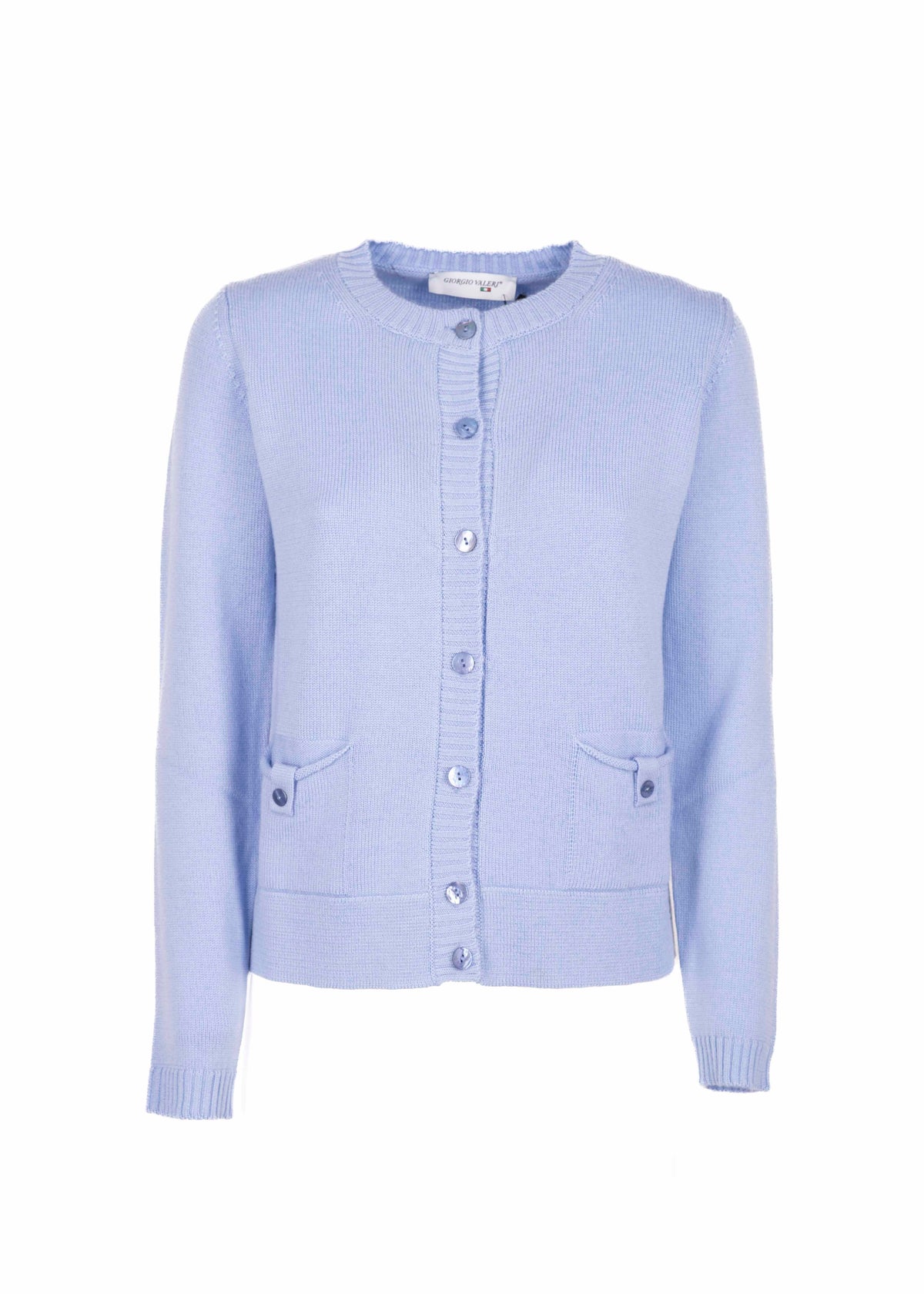 Giacca In Maglia Di Pura Lana Carla Ferroni - Made In Italy, Bottoni Marmorizzati, Taglie Da 44 A 50