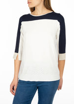 Maglia giro bicolore e strass 200