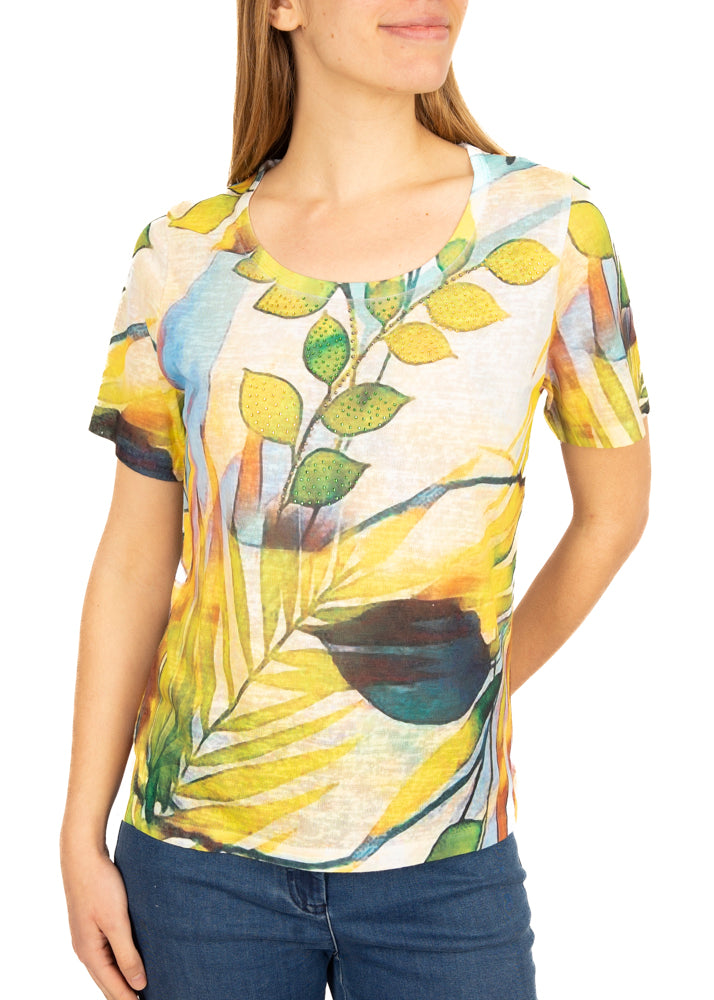 Maglia scollo madonna cotone fantasia 8651M
