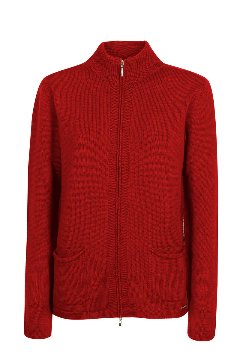 Cardigan zip pura lana